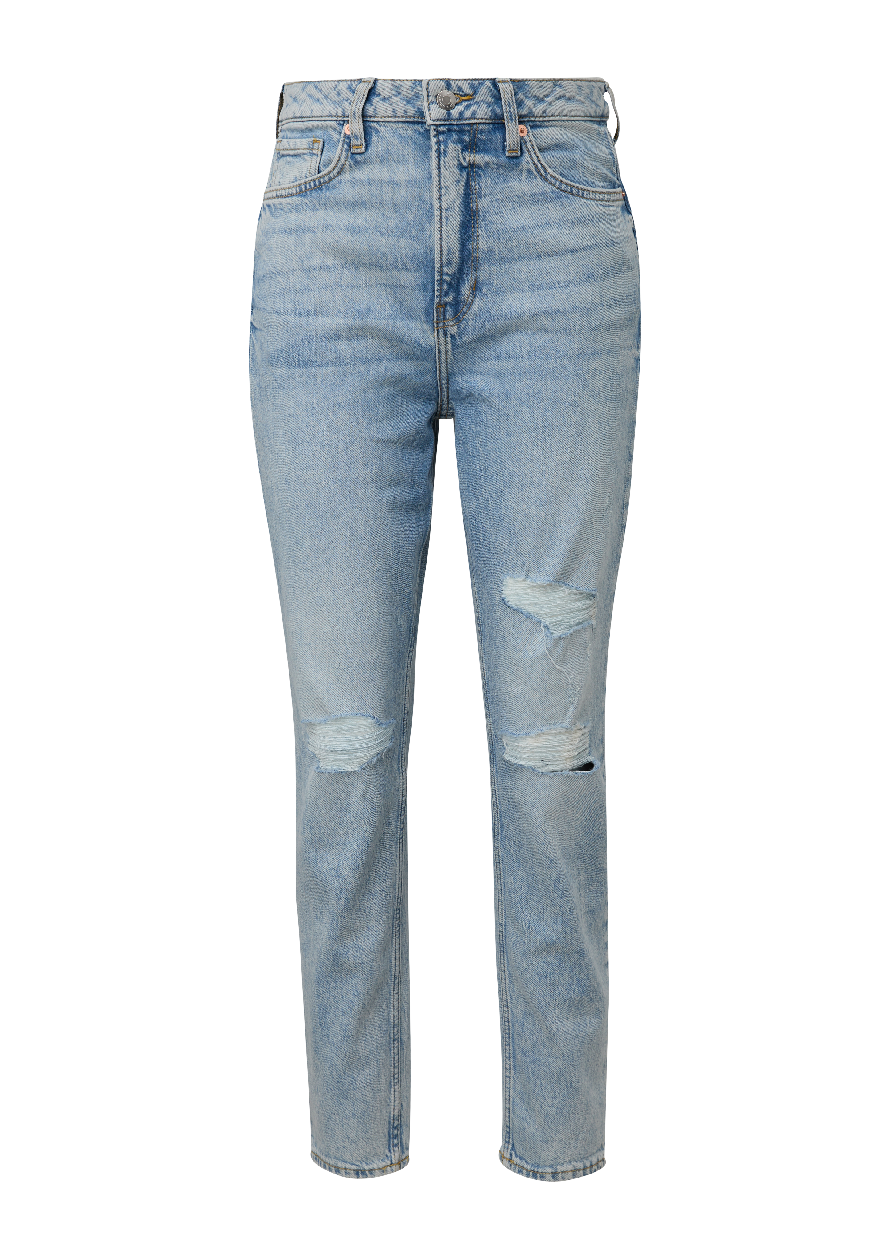 QS - Ankle Jeans Mom / Relaxed Fit / High Rise / Tapered Leg, Damen, blau