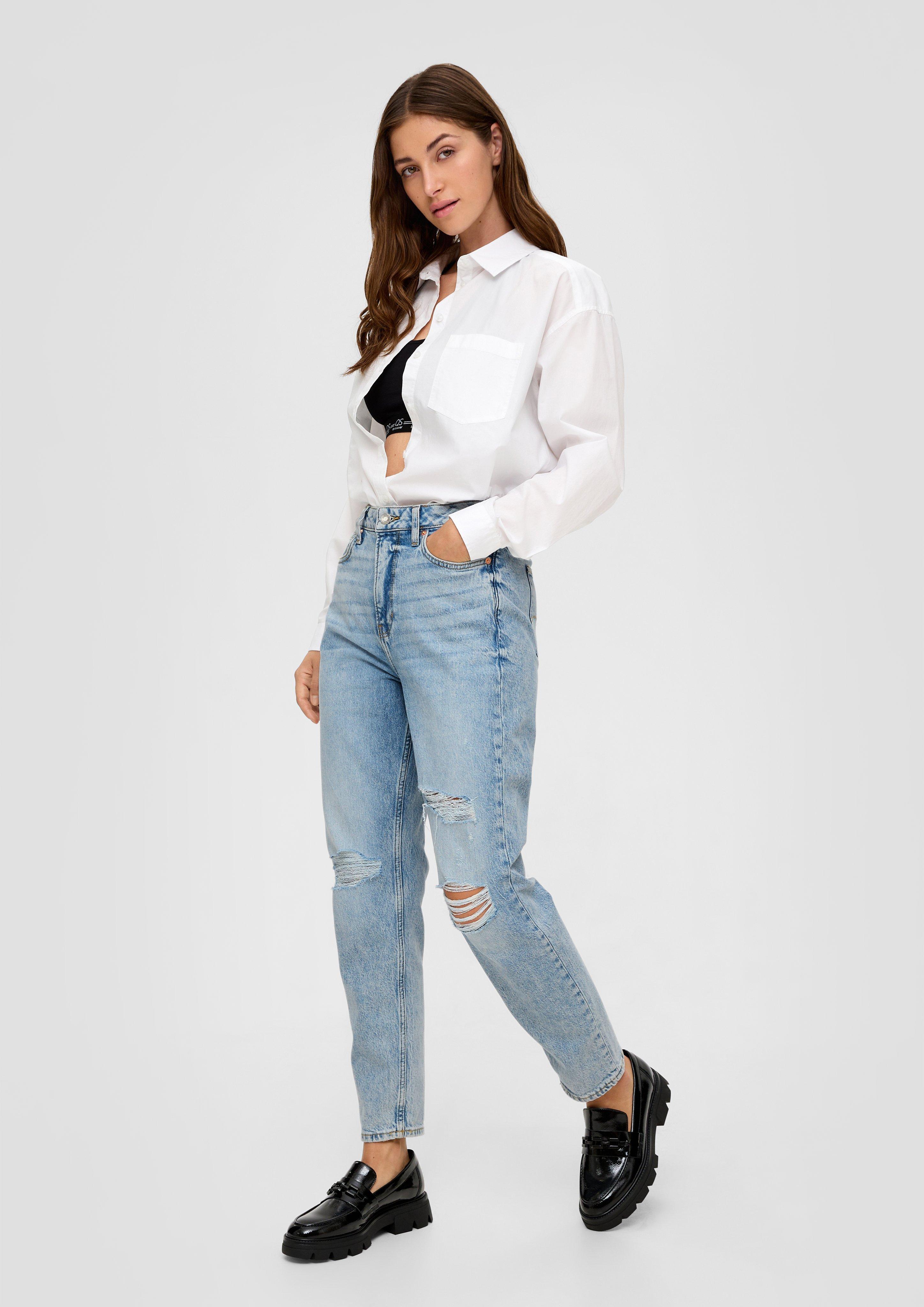 Ankle Jeans Mom / Relaxed Fit / High Rise / Tapered Leg hellblau s