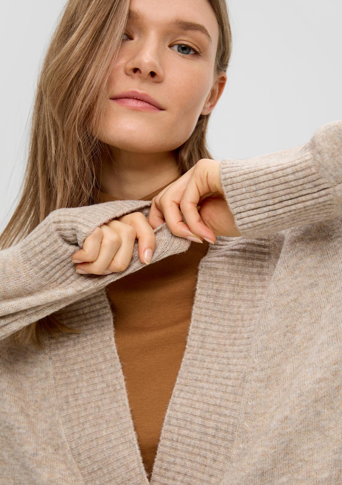 Long cardigan in a wool blend - sand | Cardigans