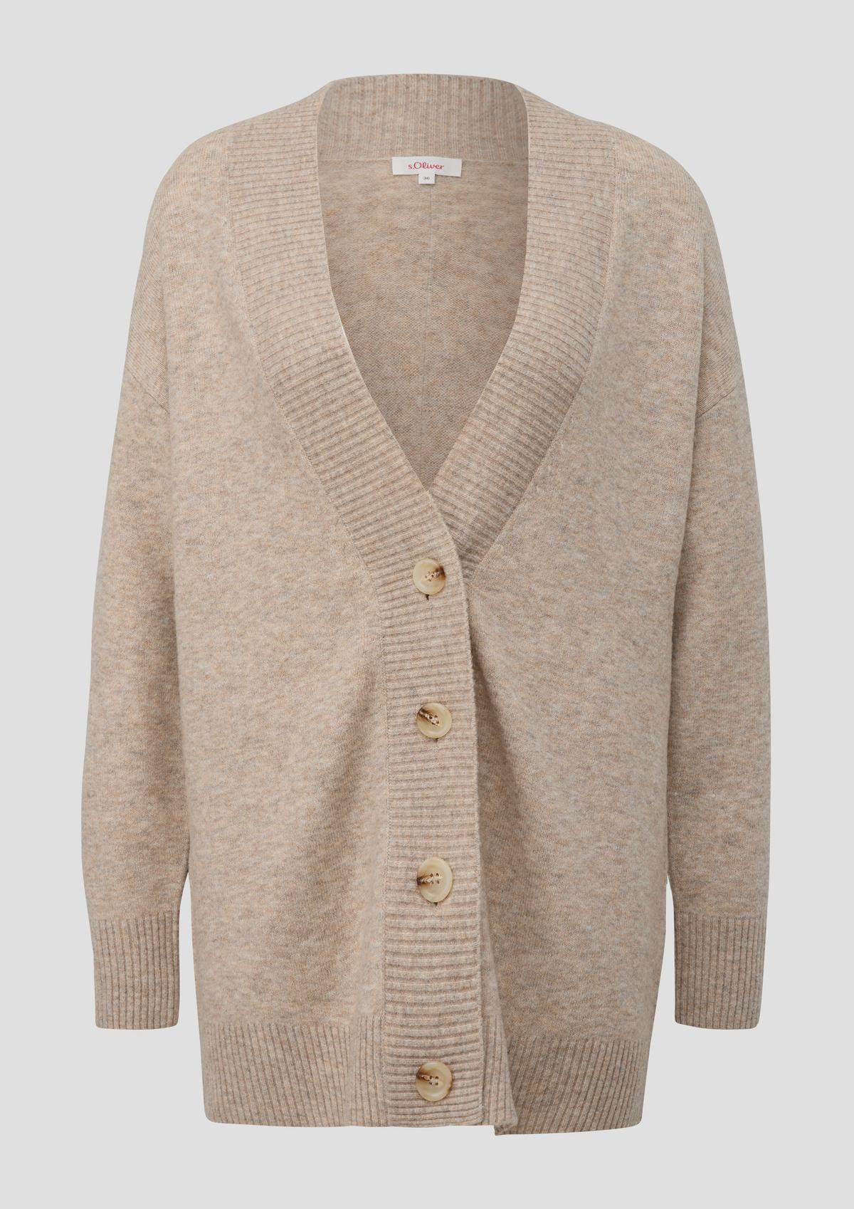 cardigan a blend in wool sand - Long