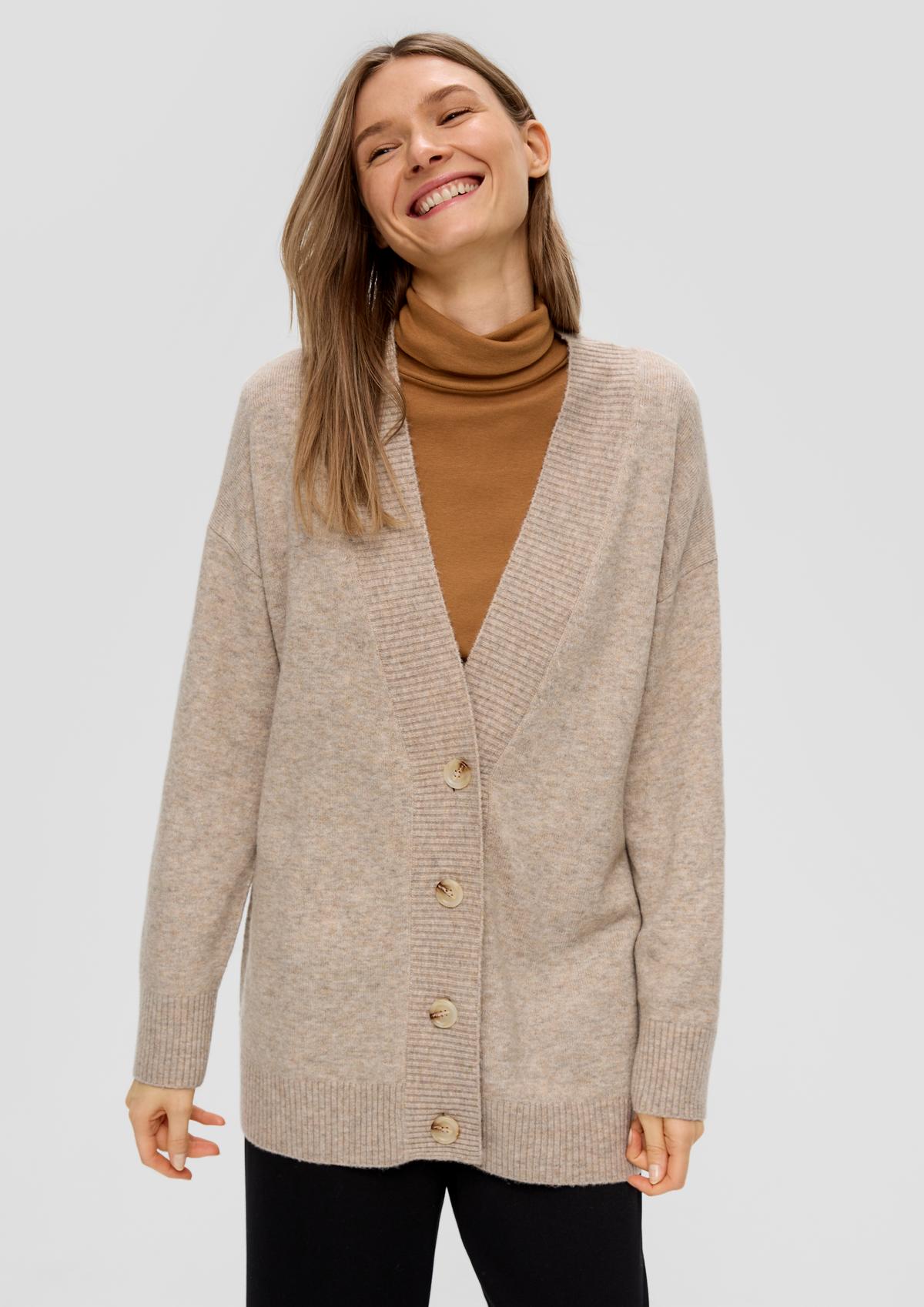 Long cardigan in - blend wool sand a