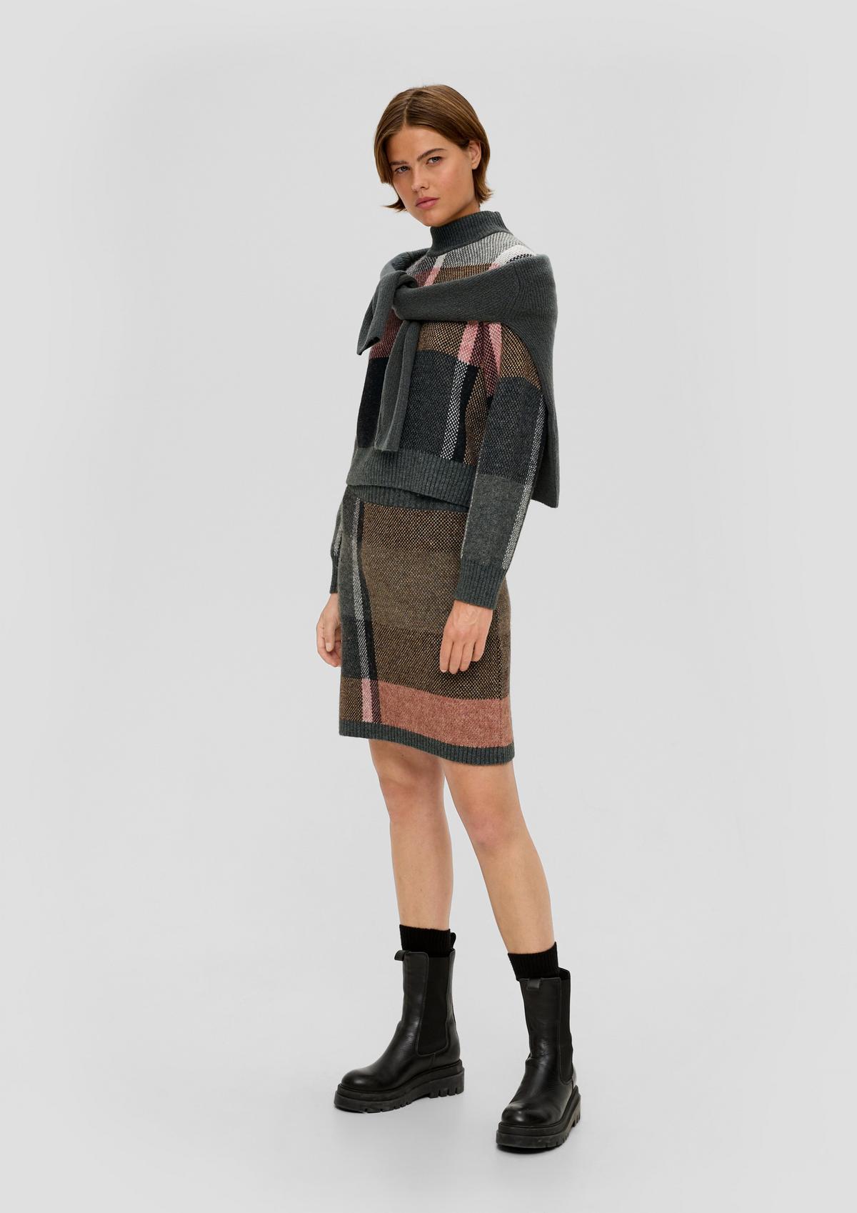 s.Oliver Knitted skirt with a check pattern