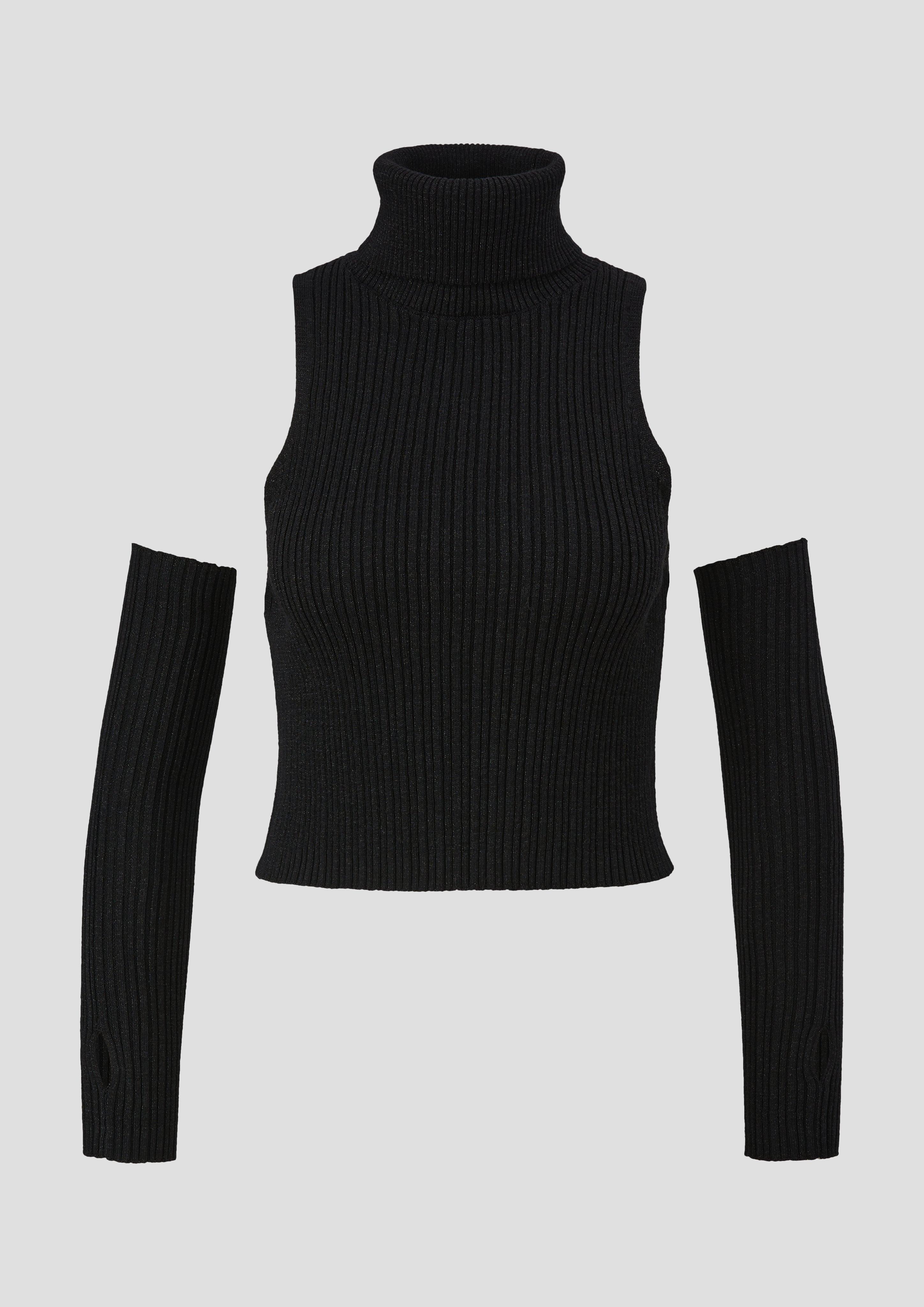 QS - Stricktop mit Stulpen | QS x ELIF, Damen, schwarz