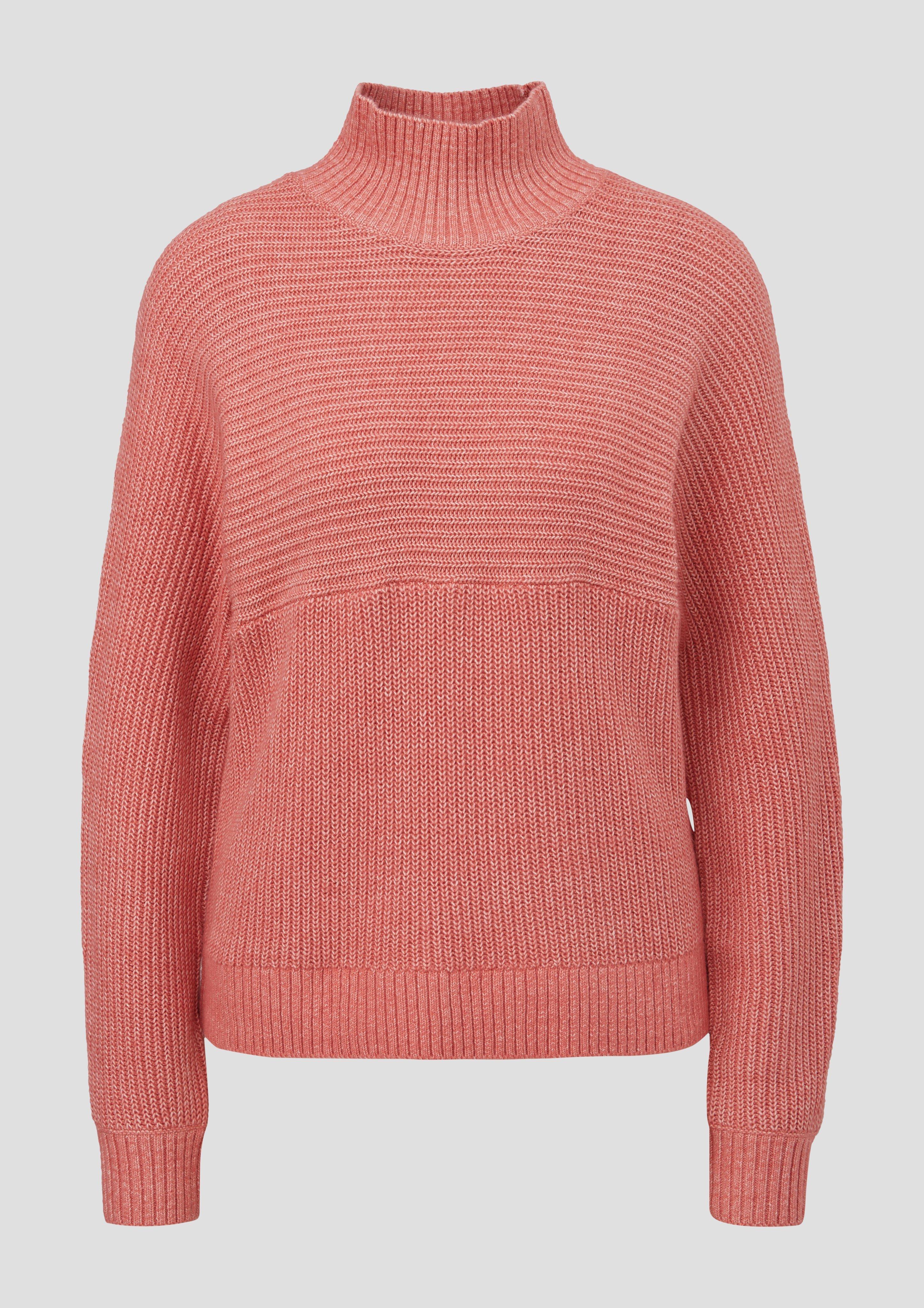 QS - Pullover mit Srickmuster, Damen, Orange