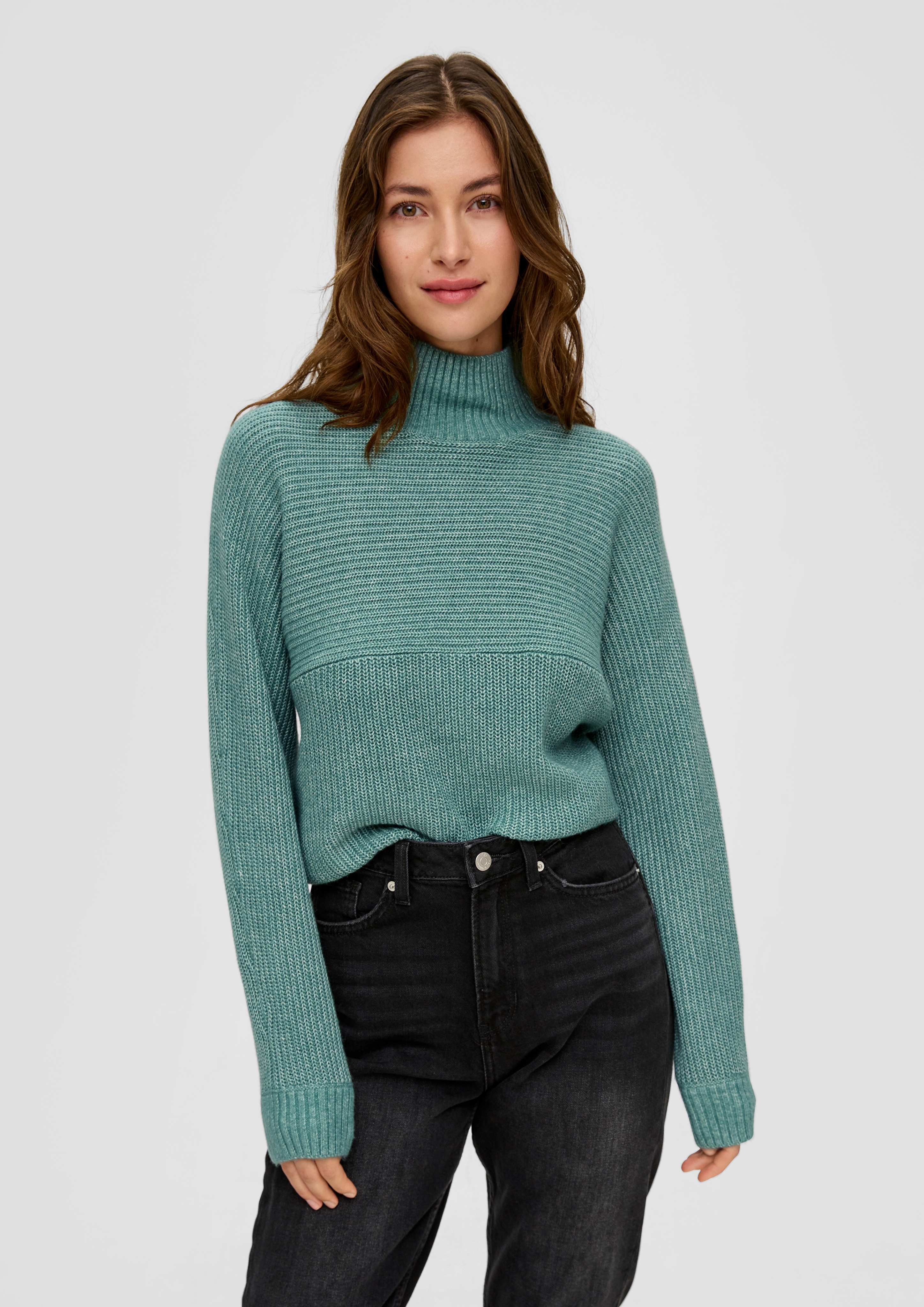 Jumper with a knit pattern - sage green | s.Oliver