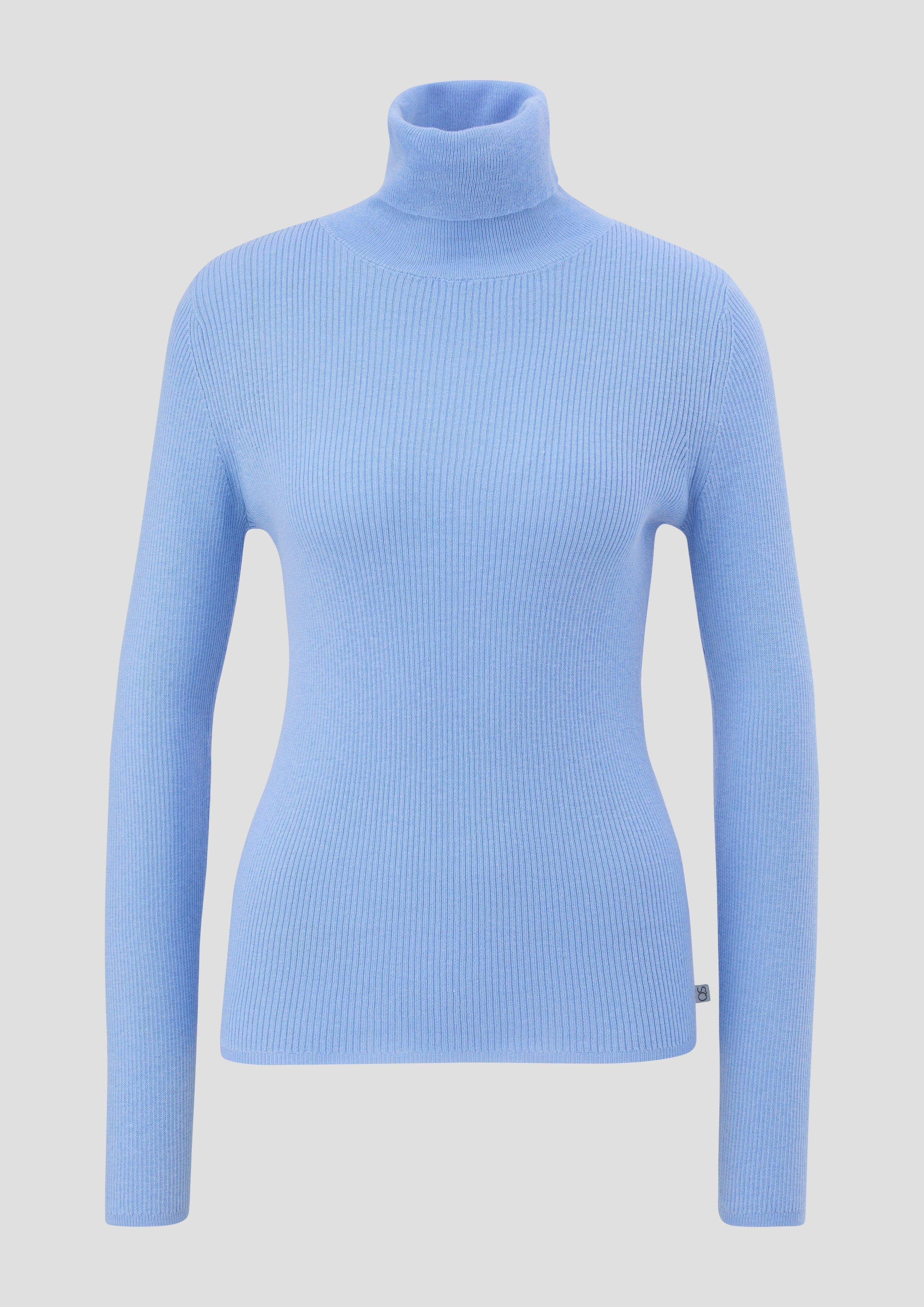 QS - Rollkragenpullover aus Feinstrick, Damen, blau