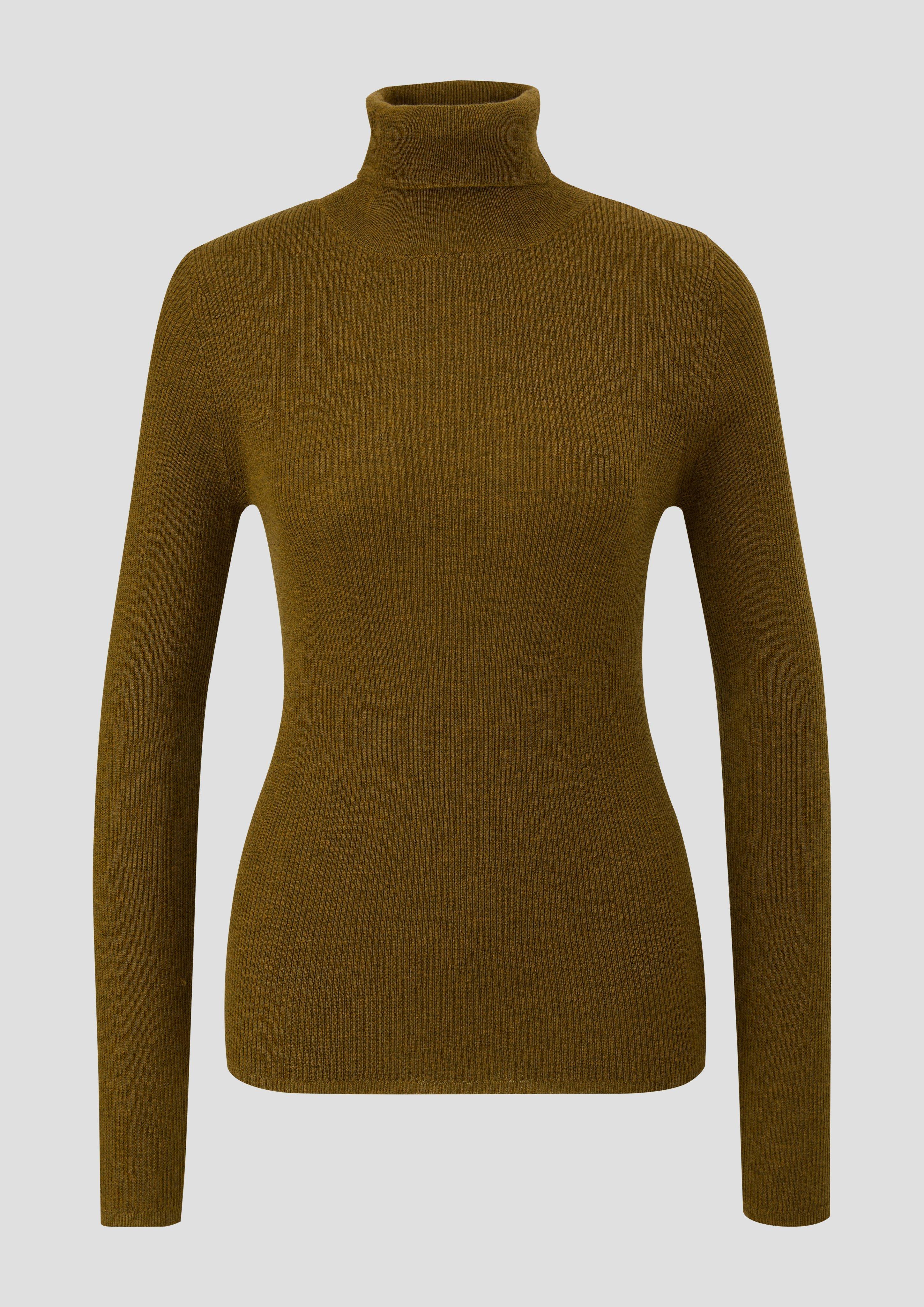 QS - Rollkragenpullover aus Feinstrick, Damen, Grün