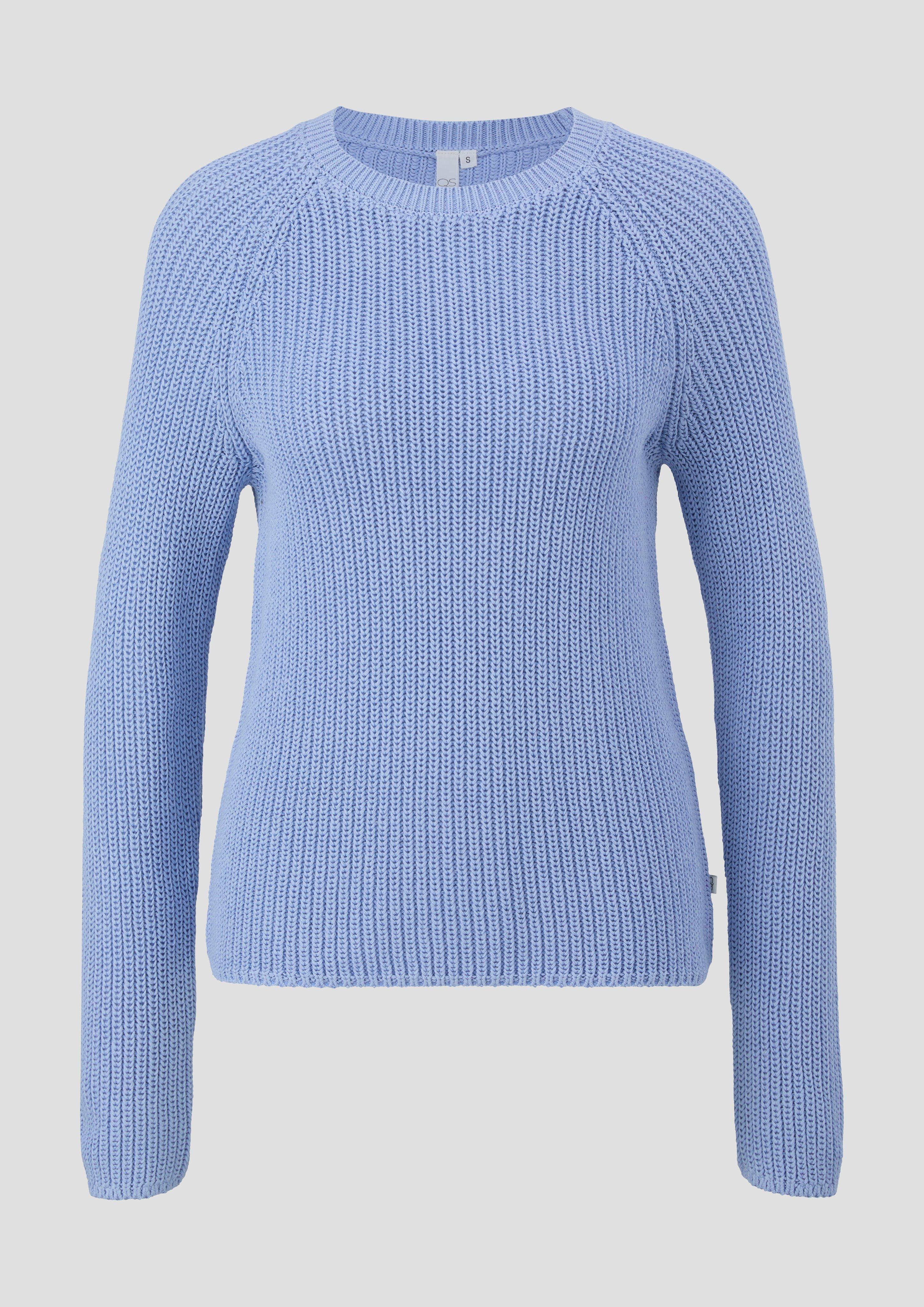 QS - Strickpullover aus Baumwollmix, Damen, blau