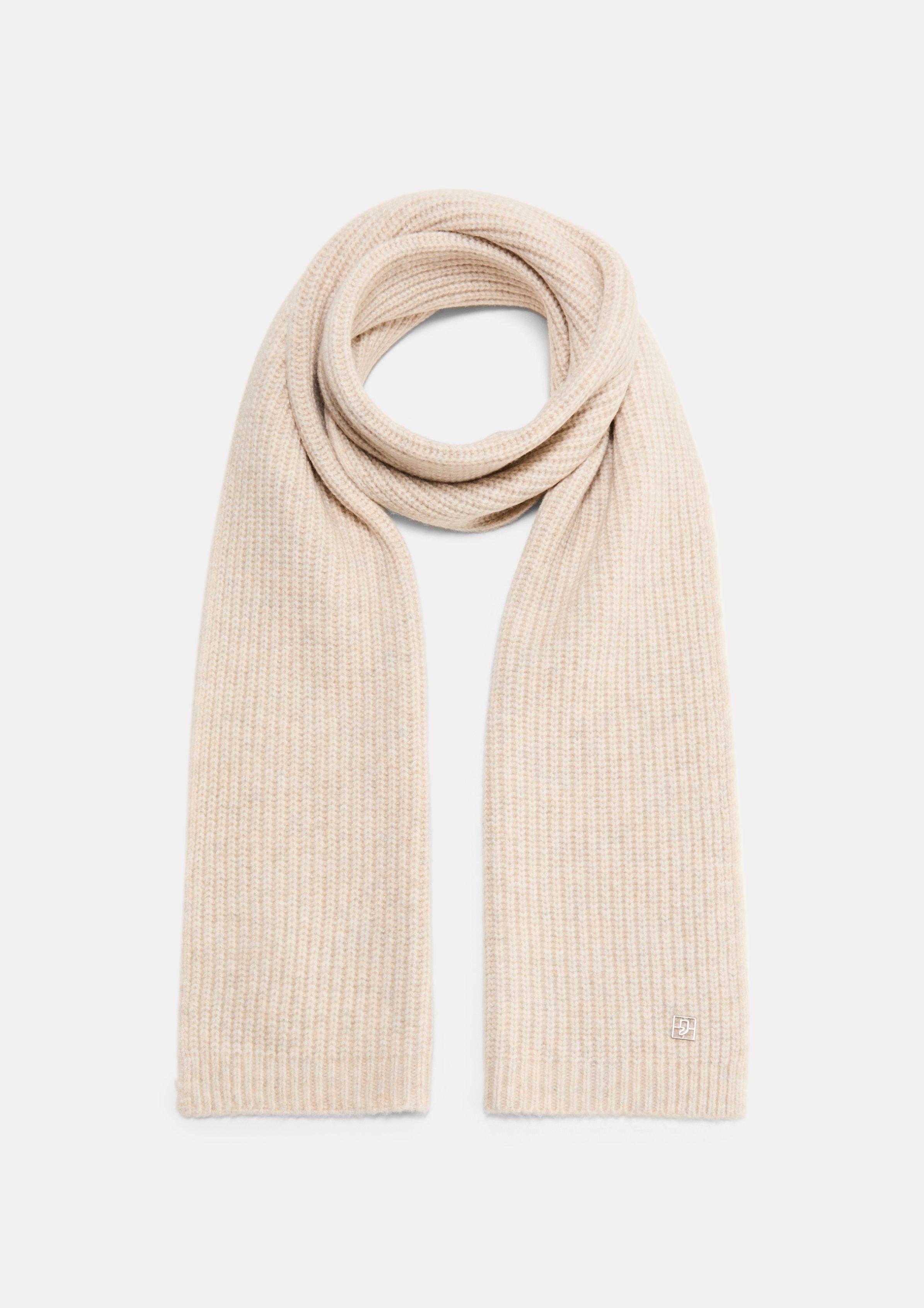 Knitted scarf with a ribbed texture - beige | Comma Knitted scarf with a ribbed texture - beige | Comma