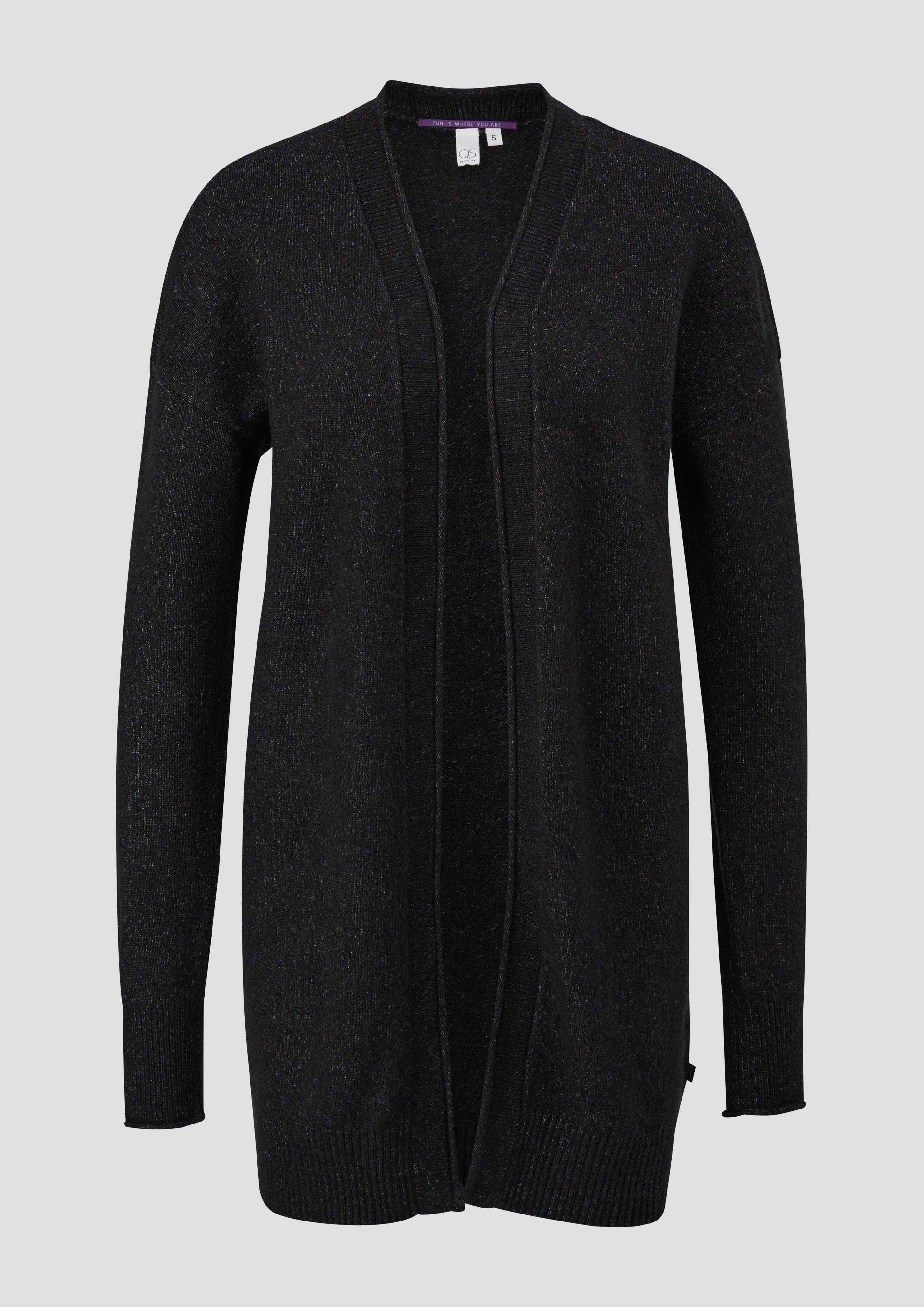 QS - Strickjacke mit Rollsäumen, Damen, schwarz