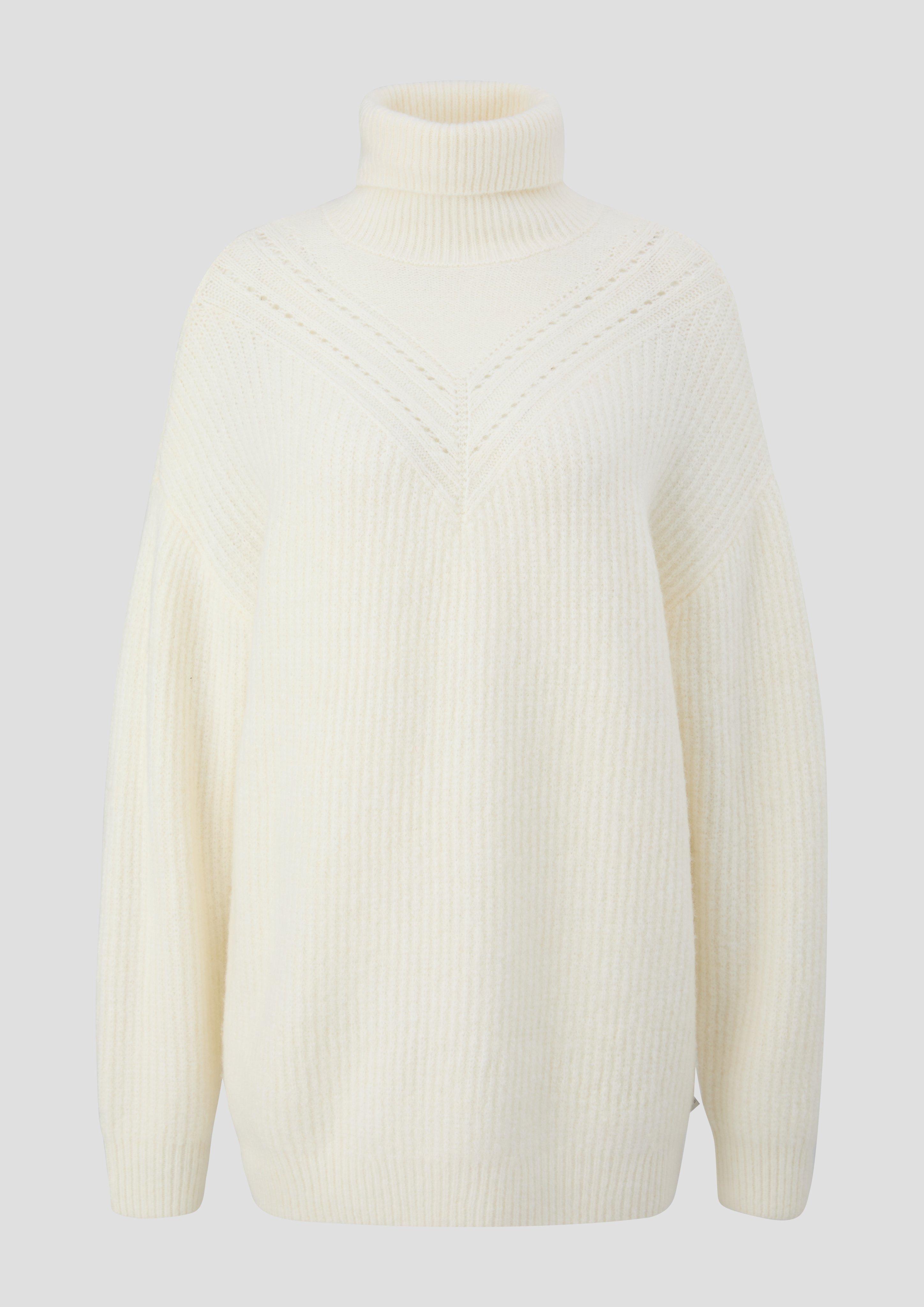 QS - Strickpullover aus Wollmix, Damen, creme