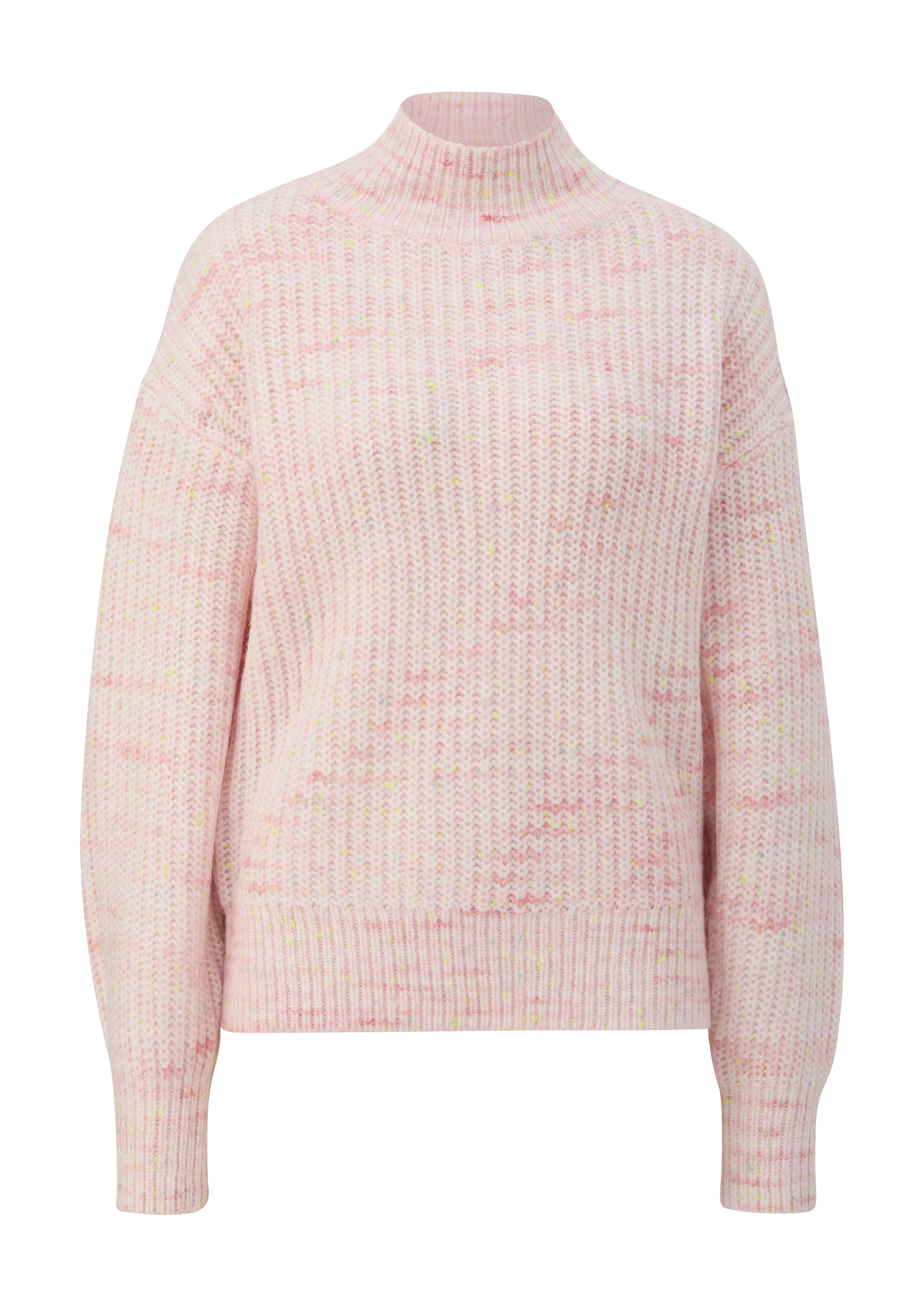 QS - Pullover in melierter Optik, Damen, Rosa