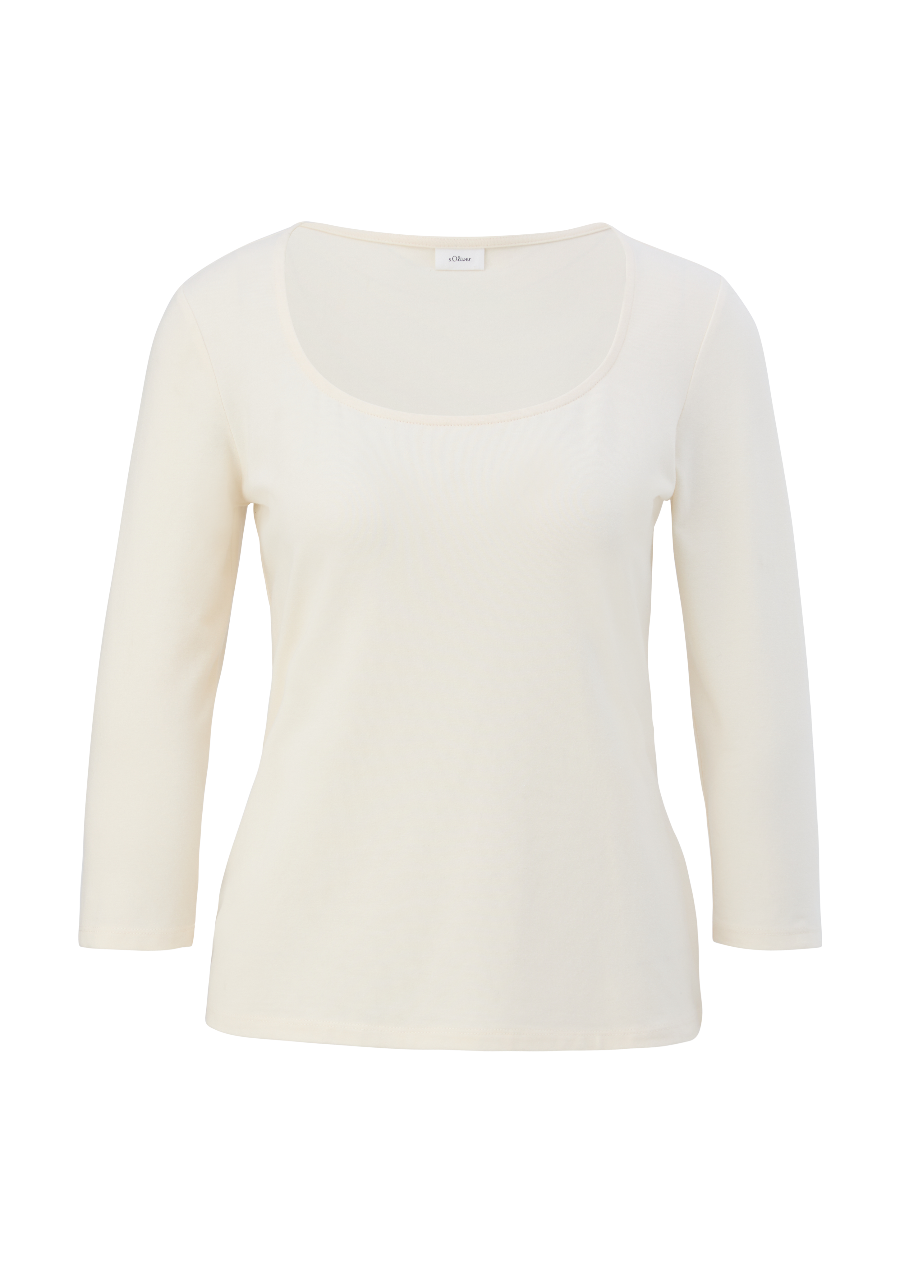 s.Oliver - Longsleeve aus Baumwollstretch, Damen, creme