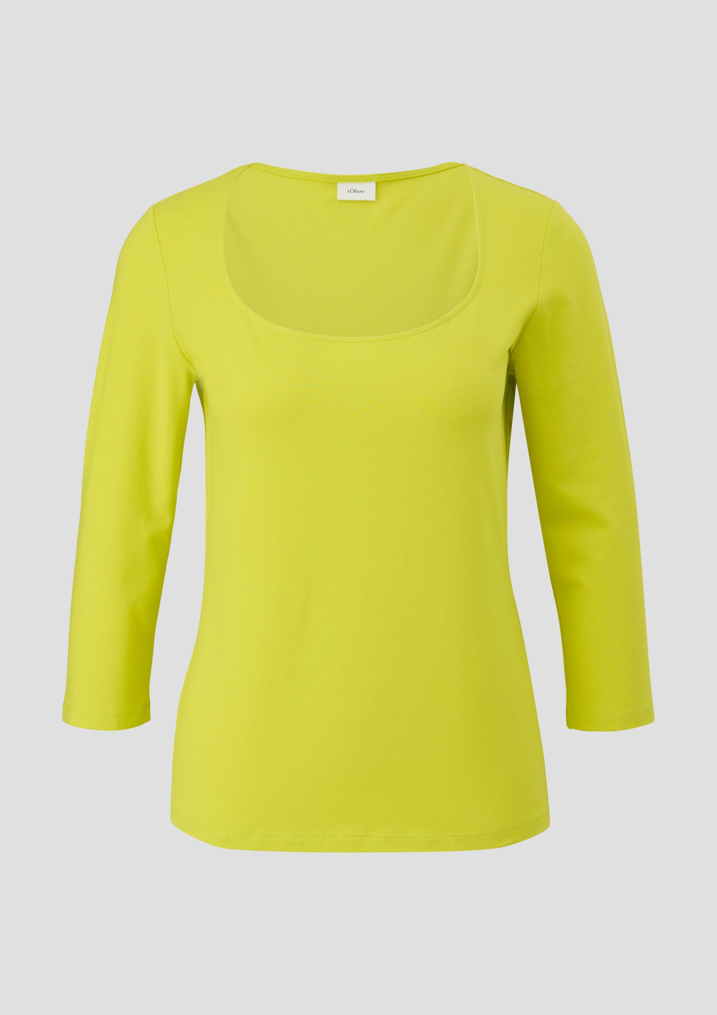 s.Oliver - Longsleeve aus Baumwollstretch, Damen, gelb