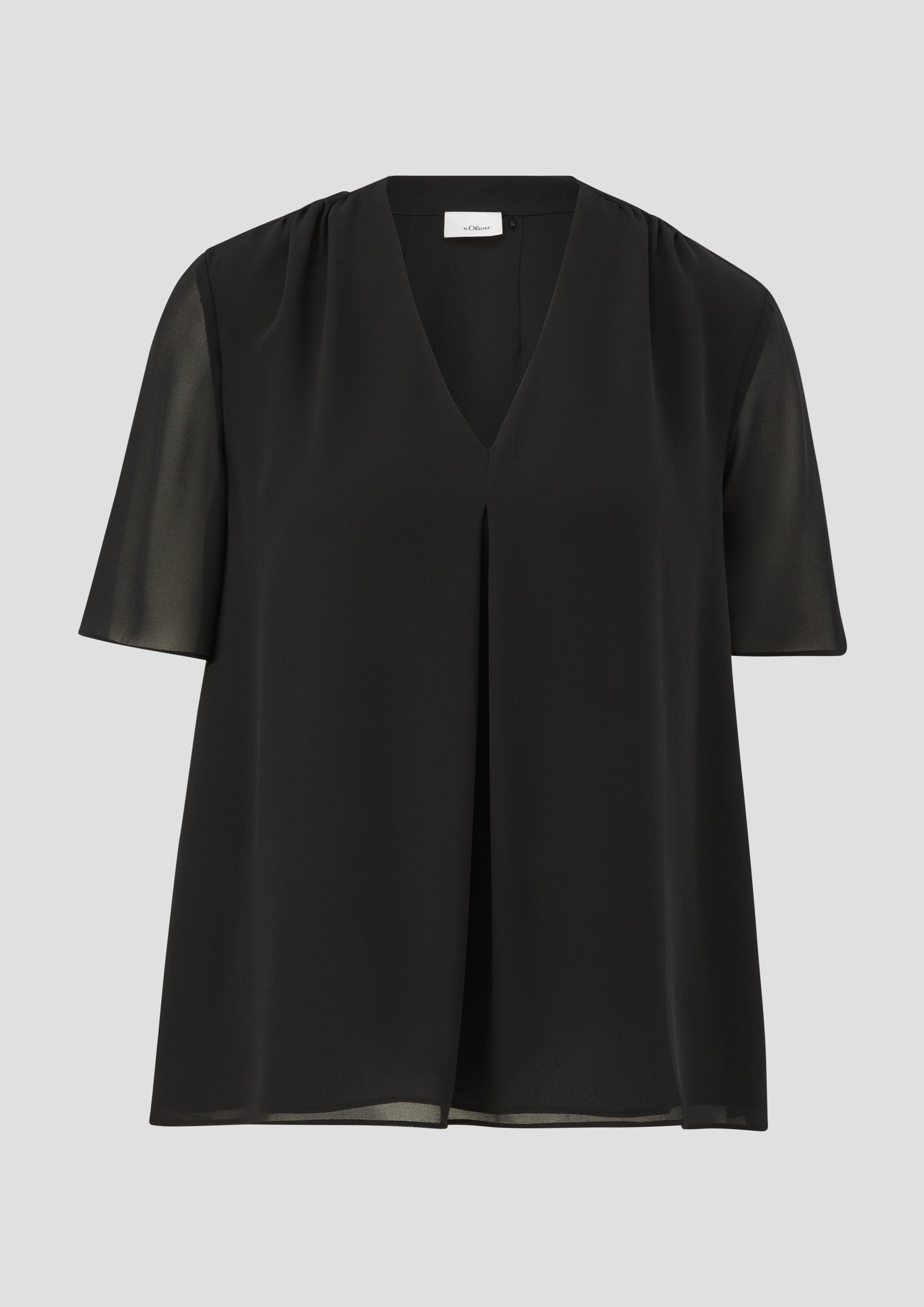 s.Oliver - Bluse mit V-Ausschnitt, Damen, schwarz