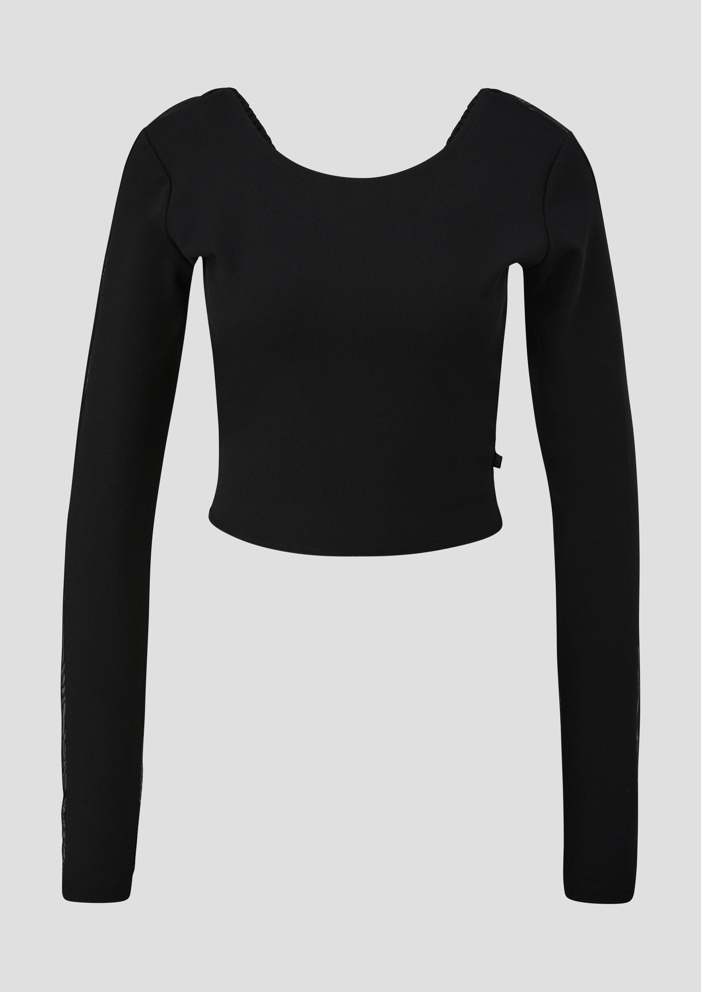 QS - Crop-Shirt mit Rücken-Ausschnitt | QS x ELIF, Damen, schwarz