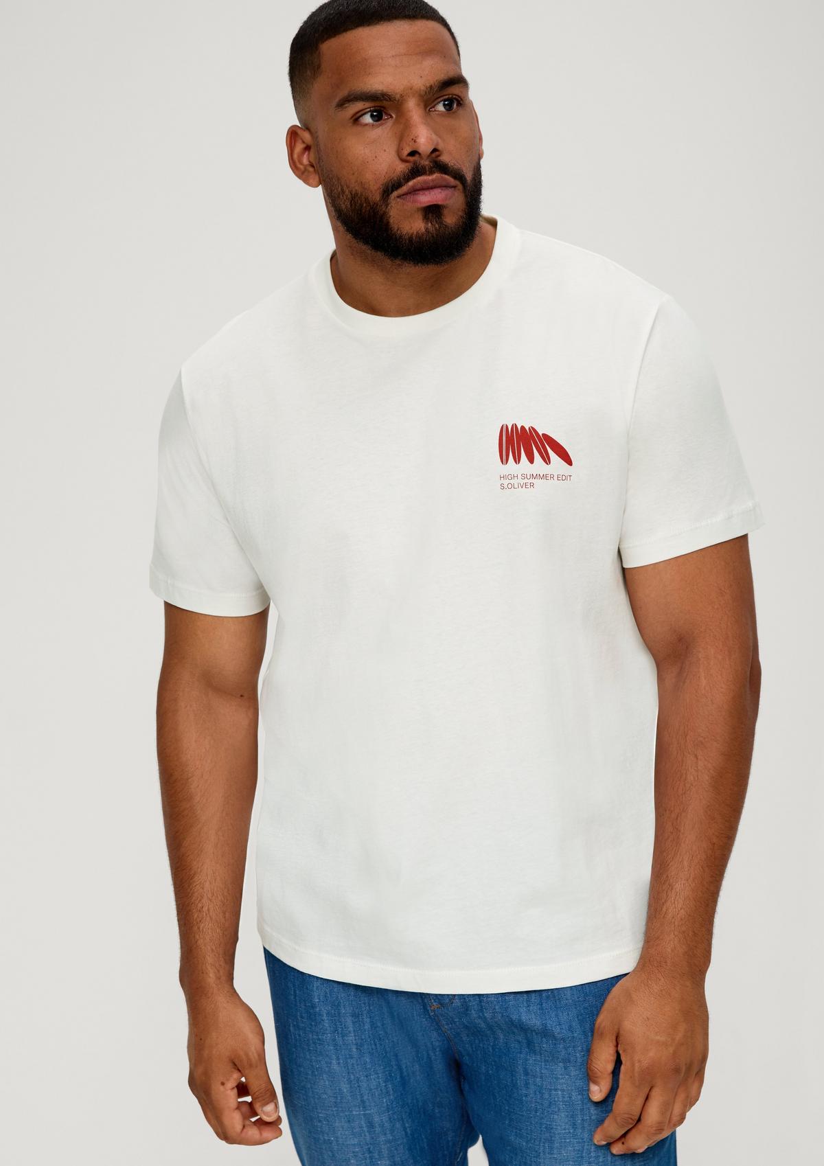 Cotton T-shirt with white front a - print