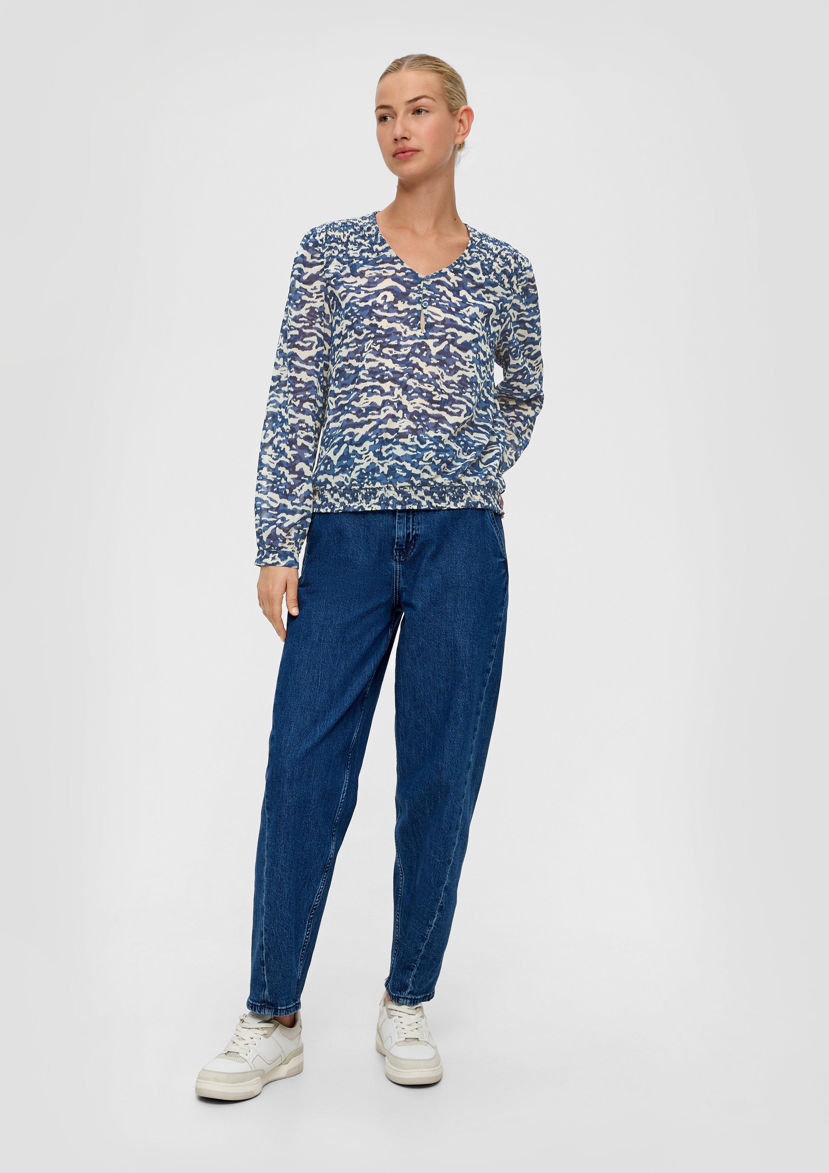 Kota Chiffonbluse in Minimal Flower Dunkelgrau