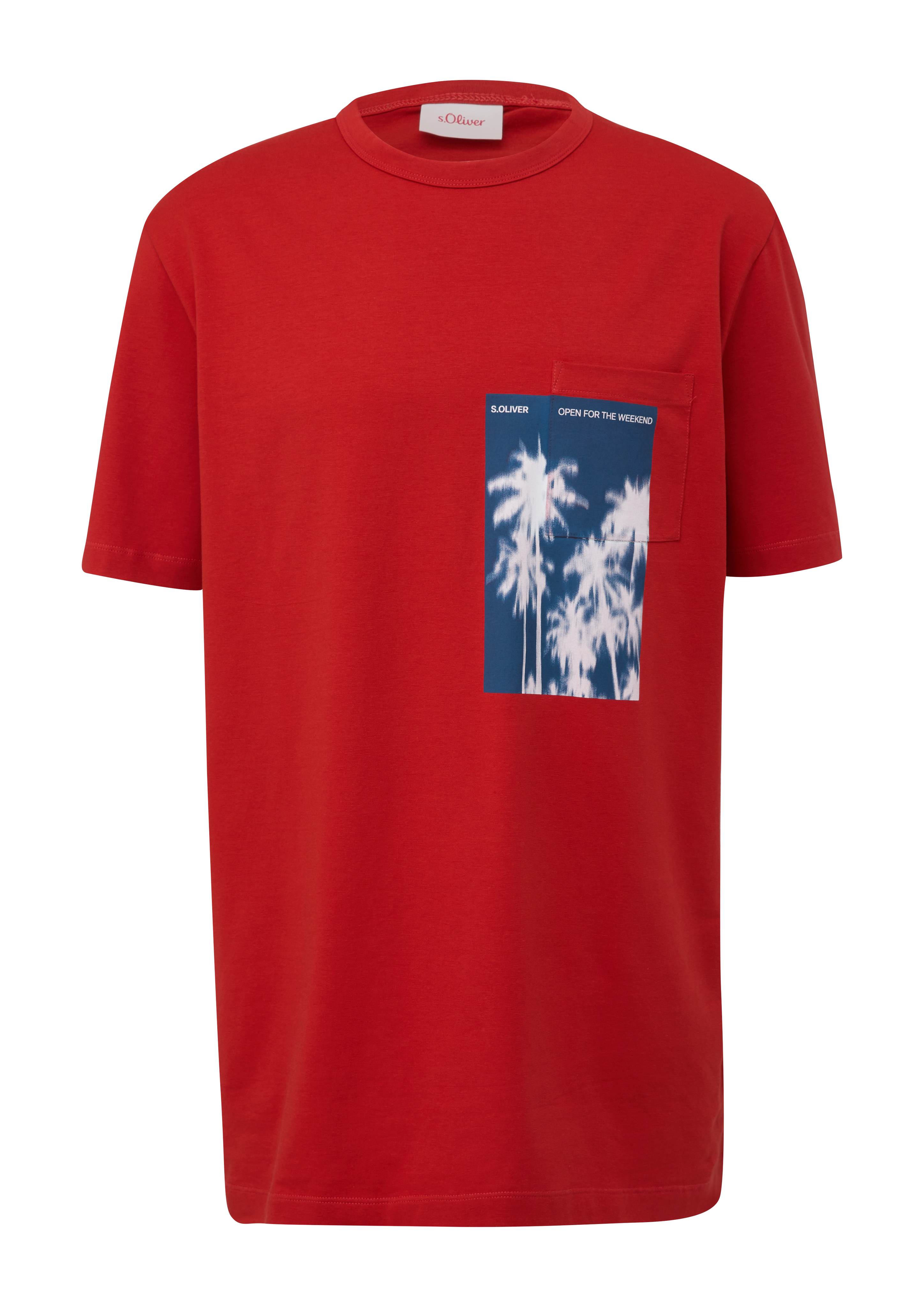 s.Oliver - T-Shirt aus Baumwollstretch, Herren, rot