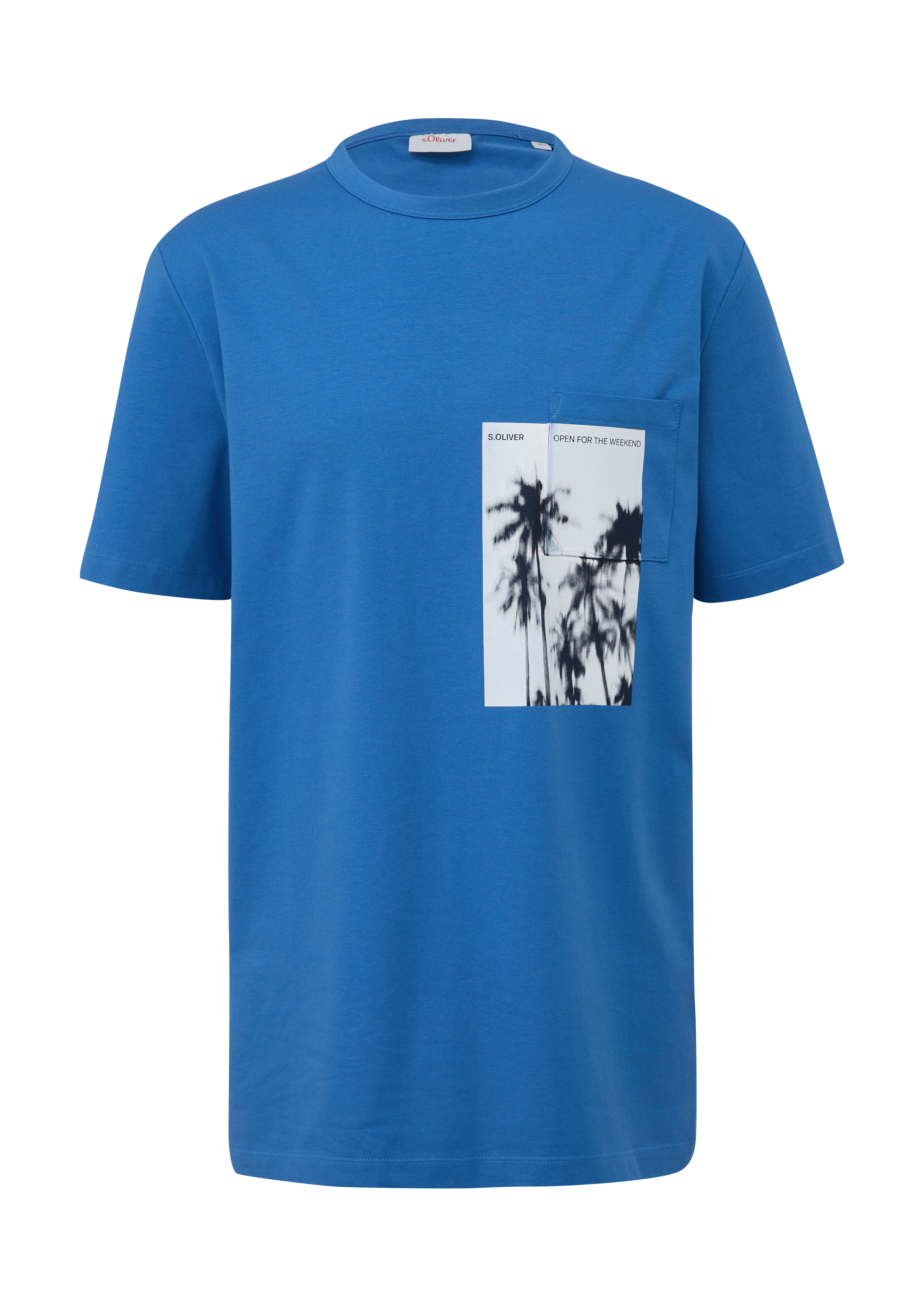 s.Oliver - T-Shirt aus Baumwollstretch, Herren, blau