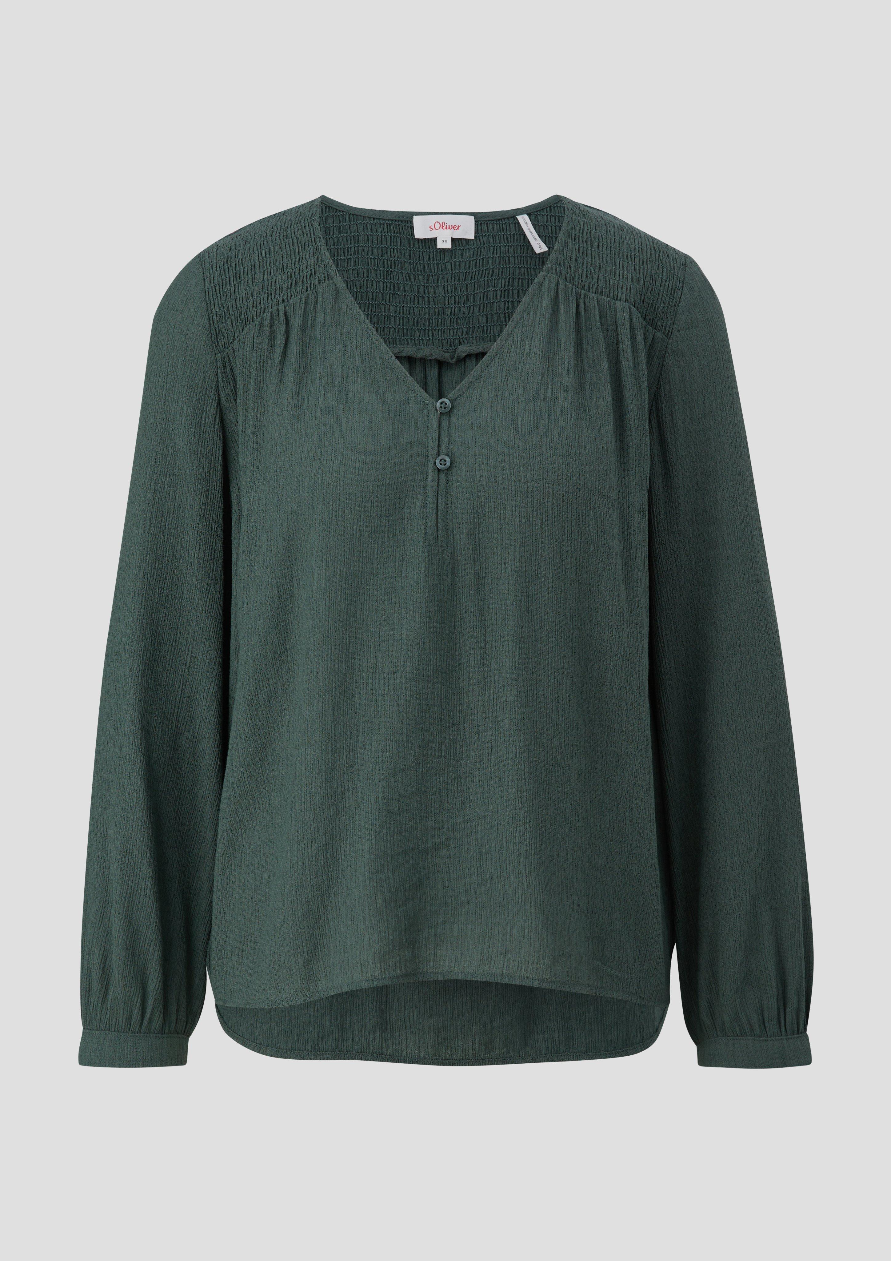 s.Oliver - Bluse mit gesmokten Details, Damen, grün