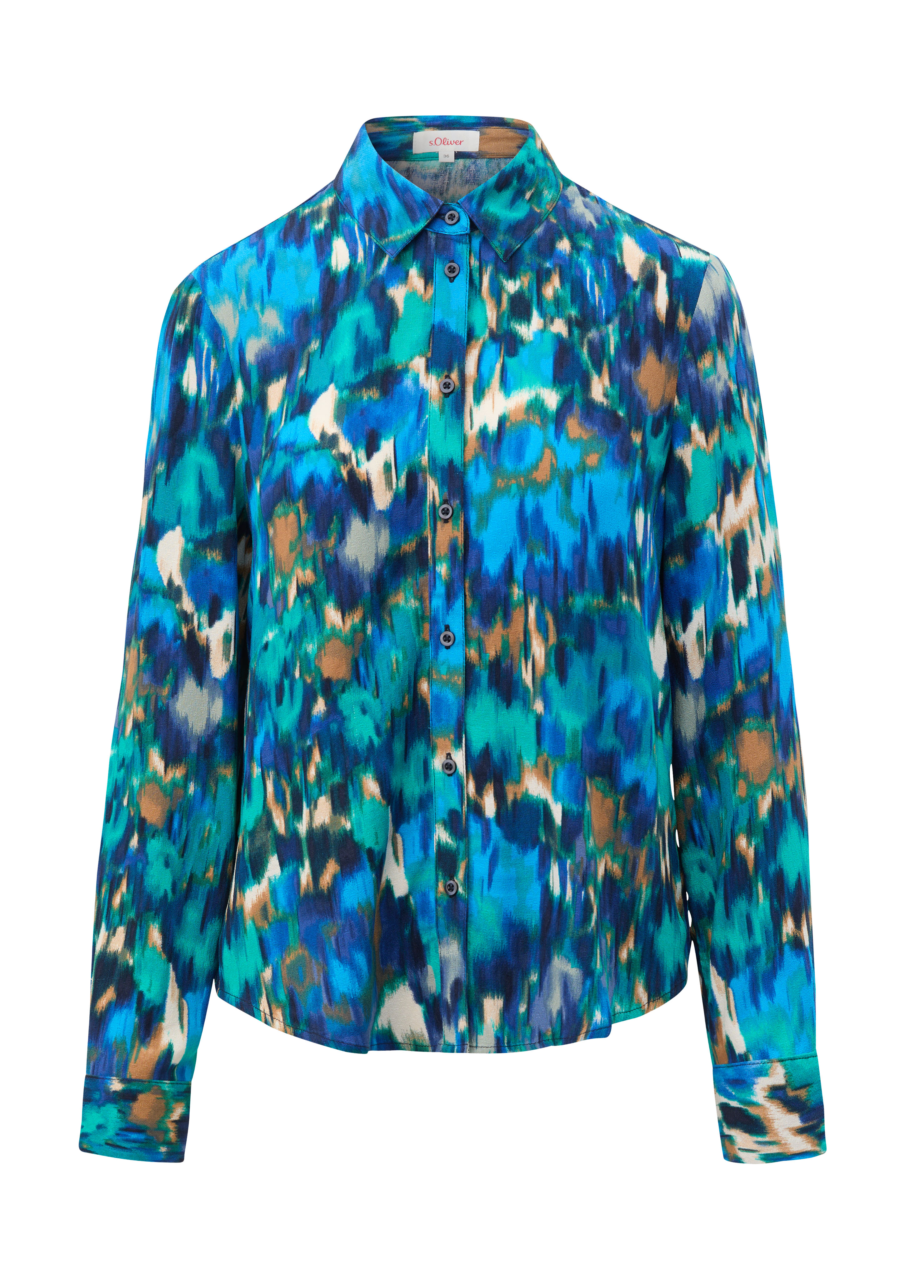 S.Oliver Streifenbluse Aus Viskosemix - 3/4-Ärmel, Loose Fit, 56 Cm Rückenlänge, Casual Style