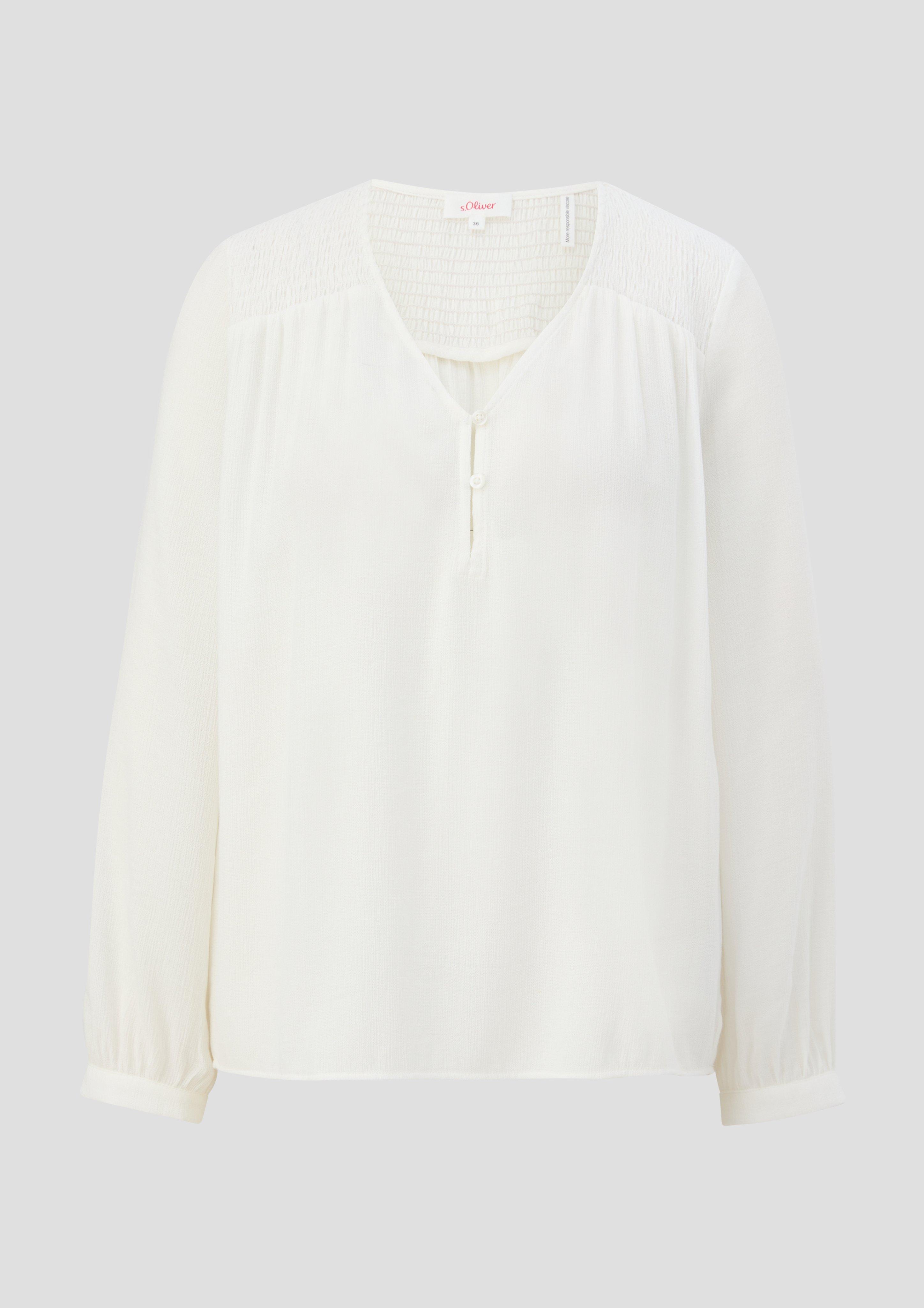 s.Oliver - Bluse mit gesmokten Details, Damen, creme