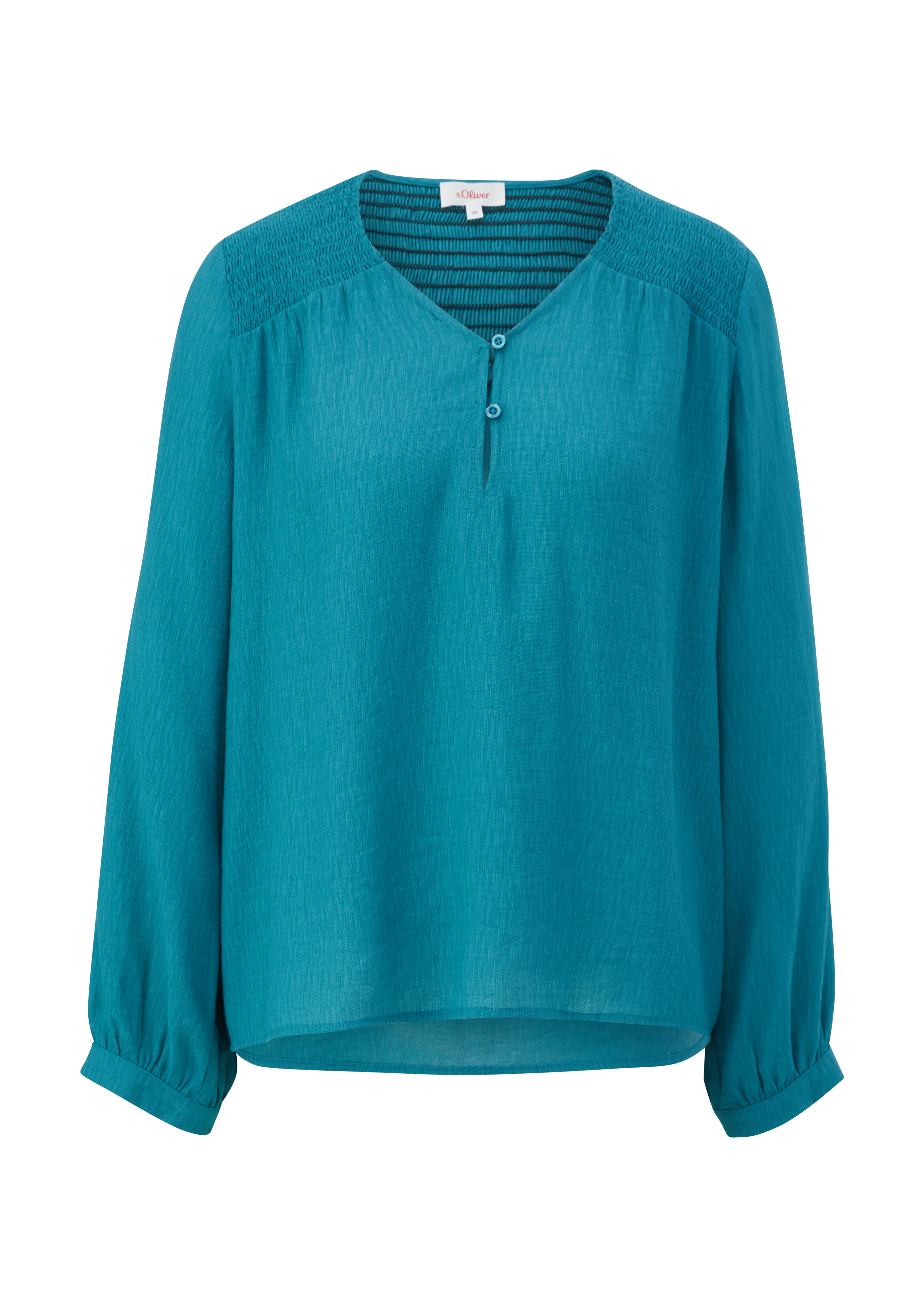 s.Oliver - Bluse mit gesmokten Details, Damen, Blau