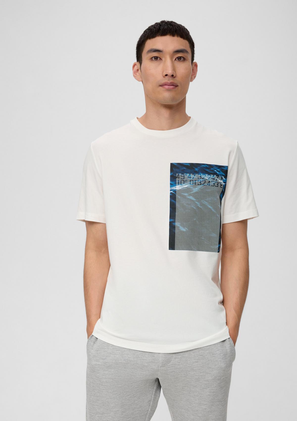 Printed T-shirt in white cotton stretch 