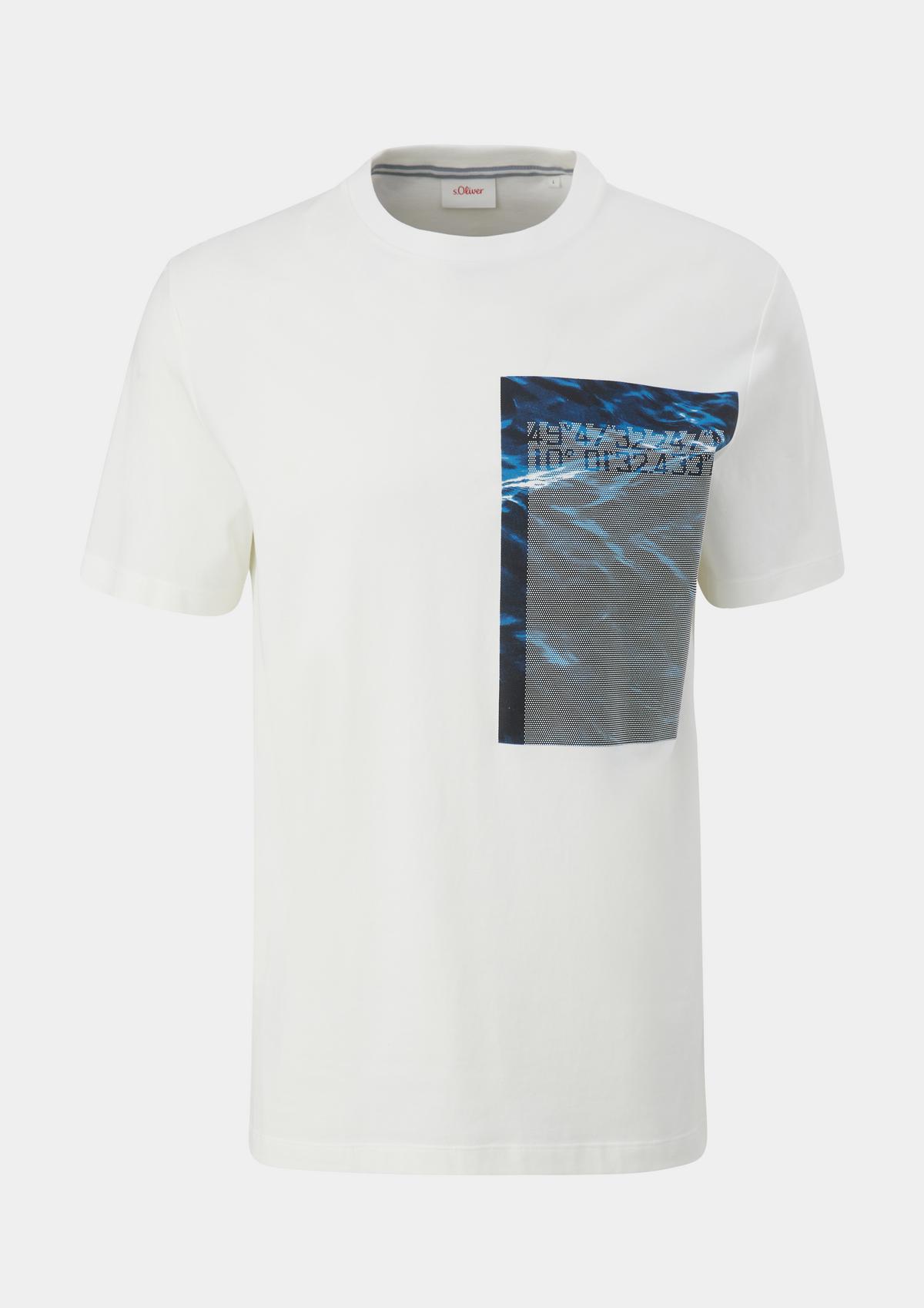 Printed T-shirt in stretch - white cotton