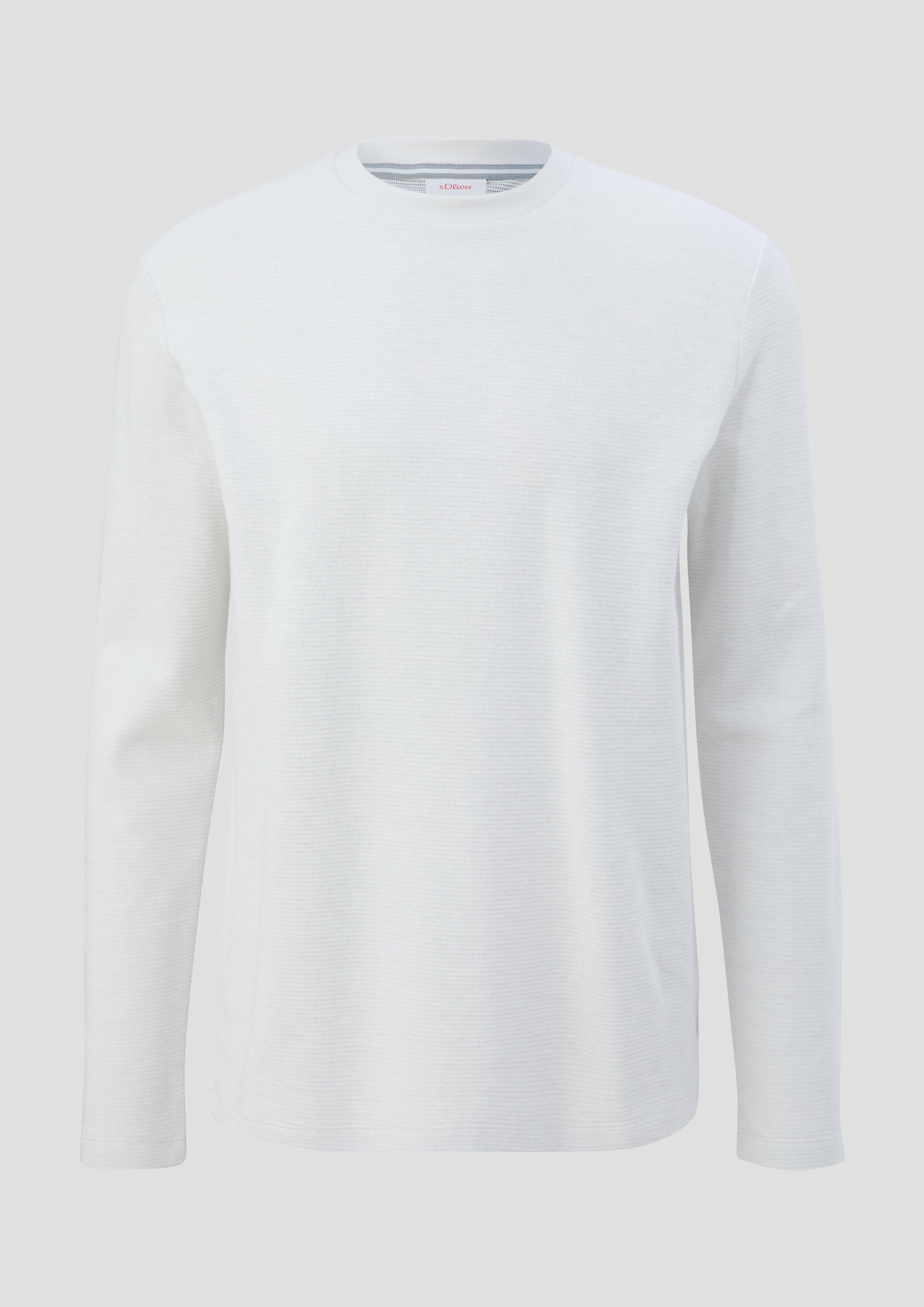 s.Oliver - Longsleeve mit Crewneck, Herren, weiß