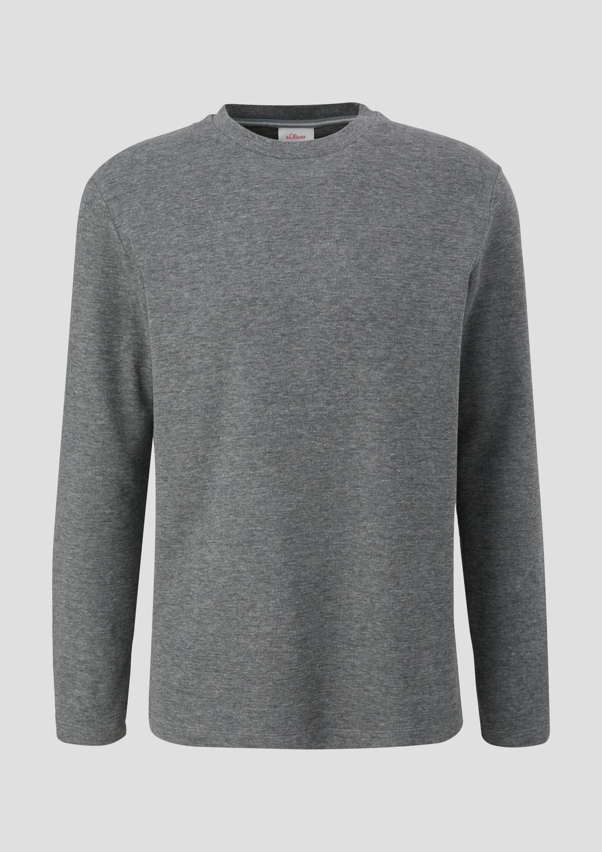 a white sleeve with Long crew neck - top