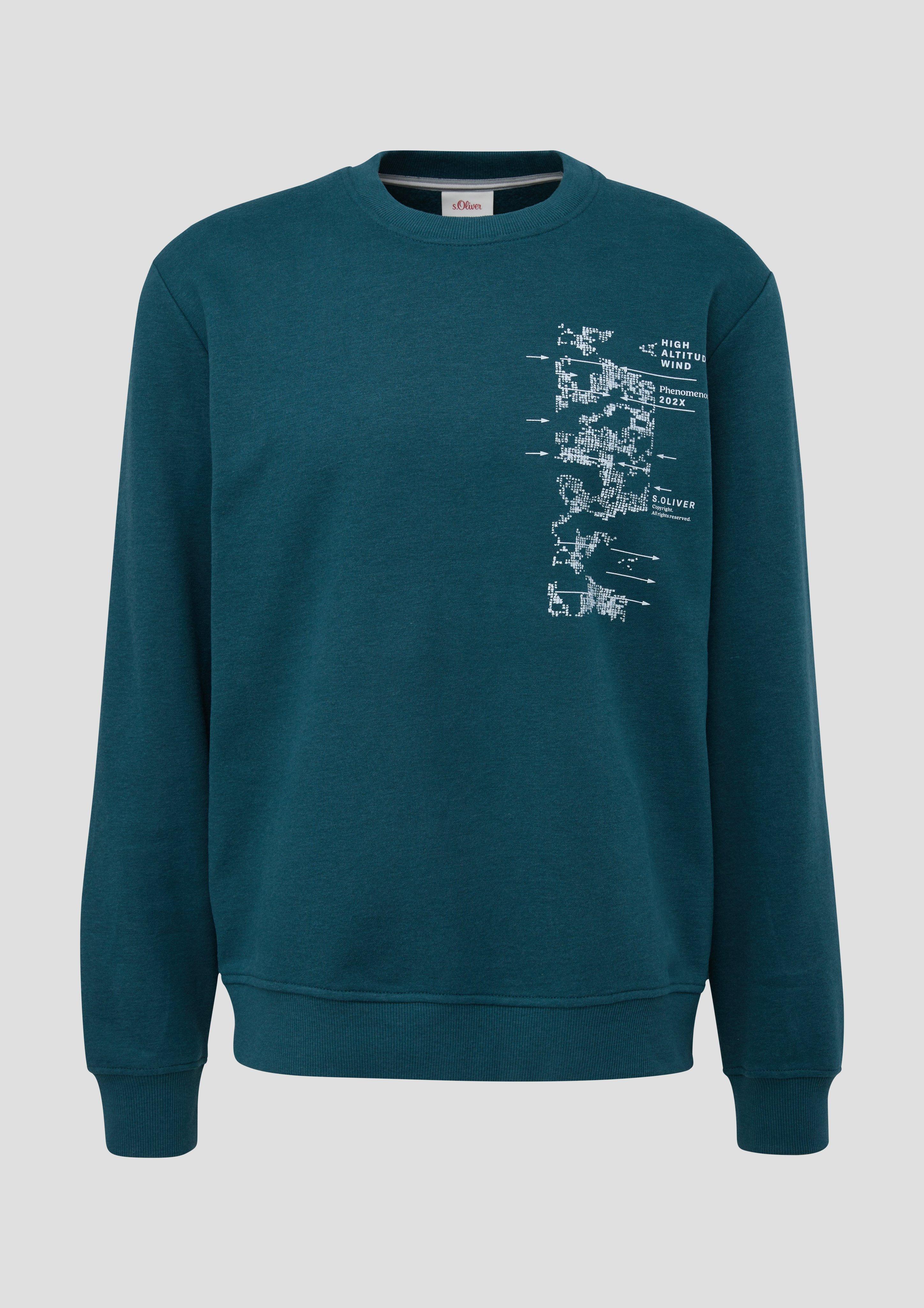 s.Oliver - Sweatshirt mit Frontprint, Herren, Blau