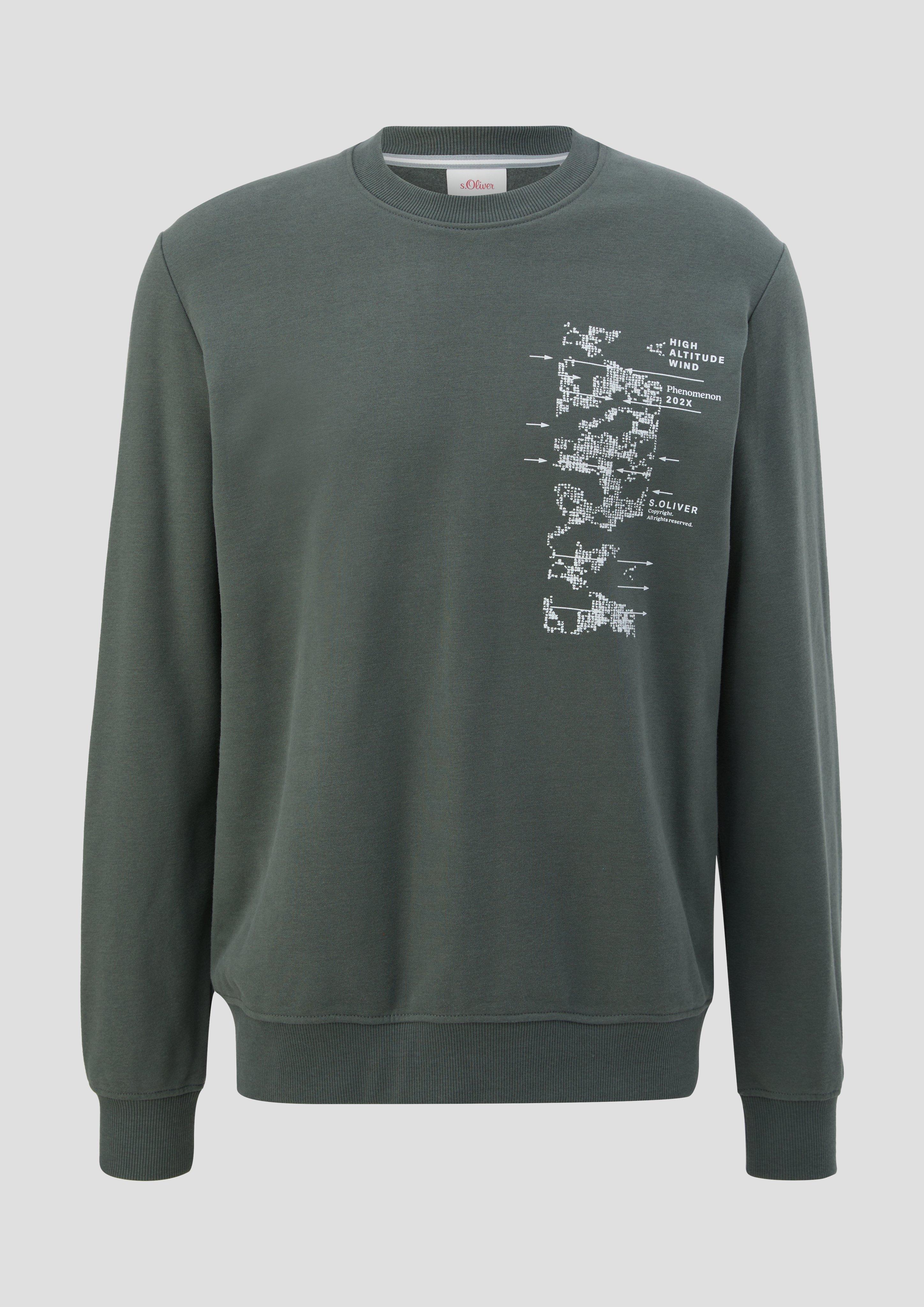 s.Oliver - Sweatshirt mit Frontprint, Herren, Grün