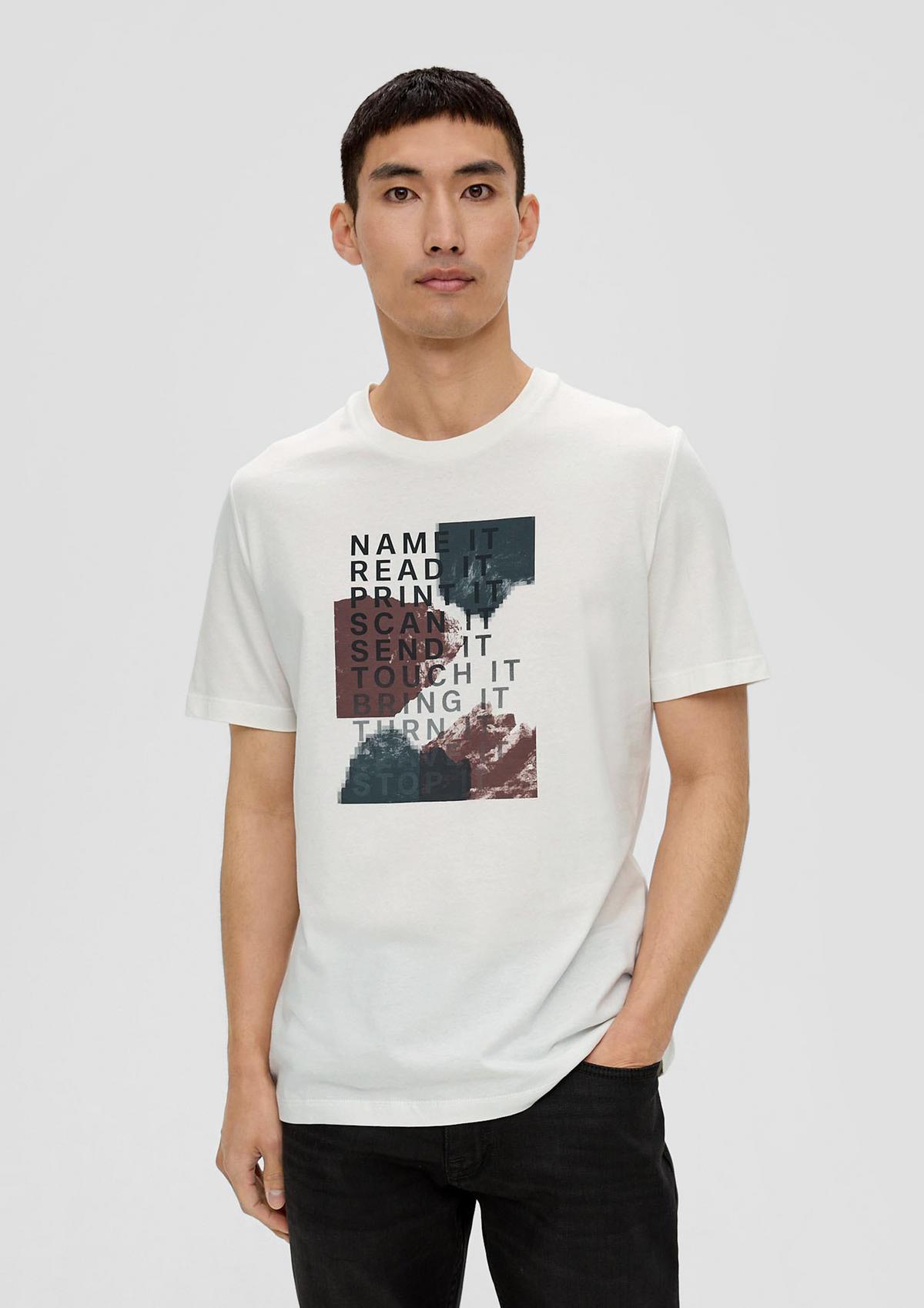 front - print T-shirt with a white