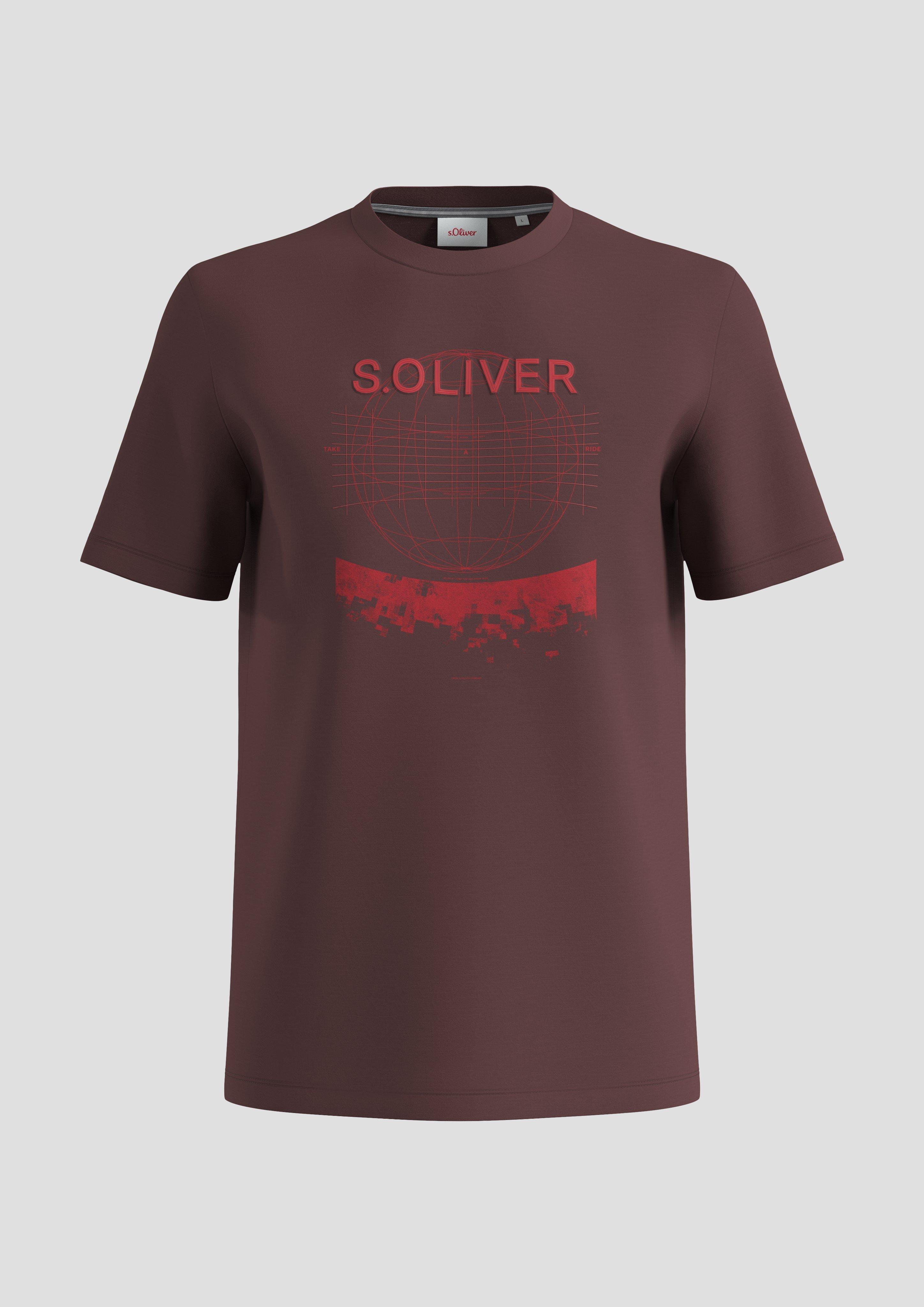 s.Oliver - Baumwollshirt mit Flammgarnstruktur, Herren, Rosa