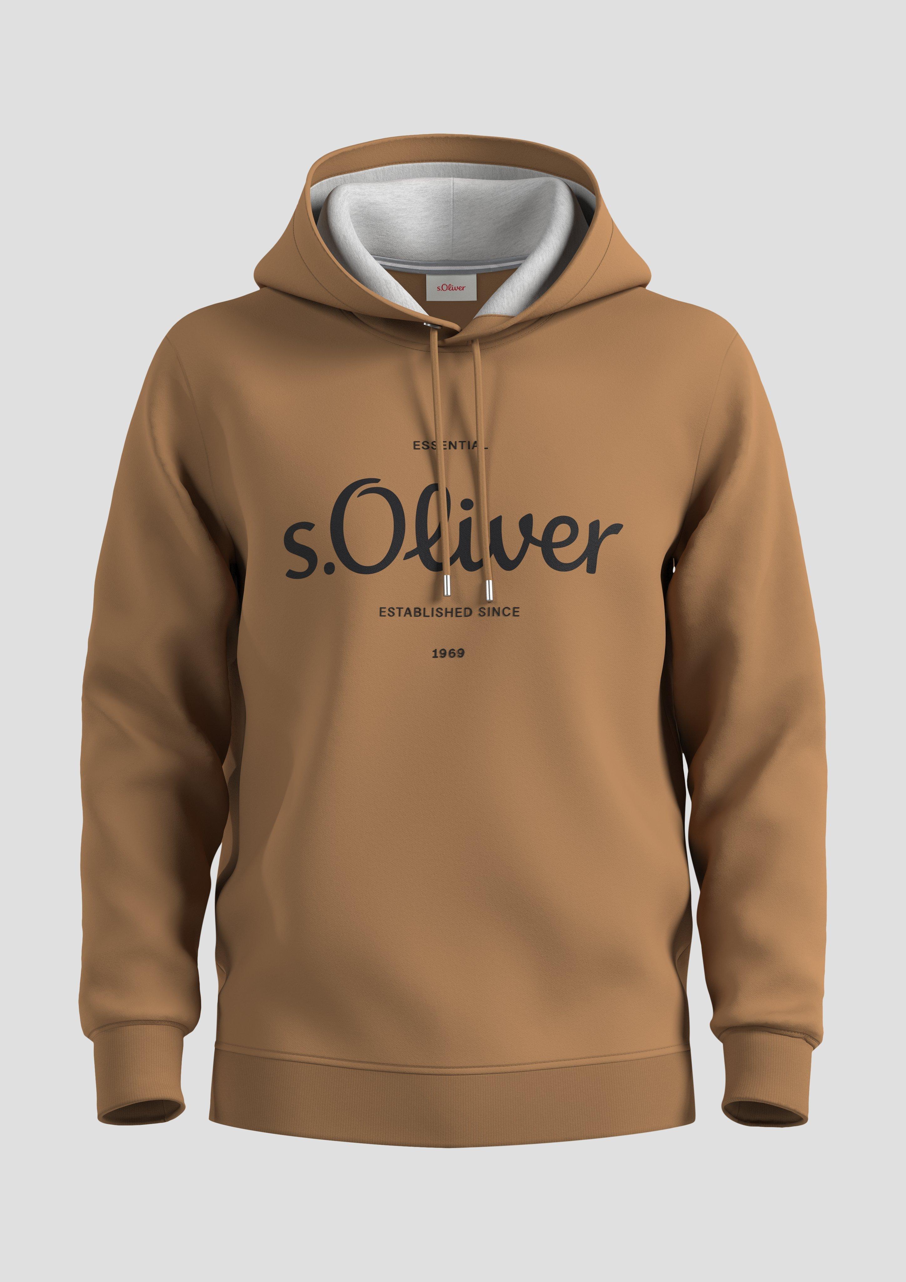 Kapuzenpullover S Oliver Sweatshirt Herren Logo-Hoodie In Sweat