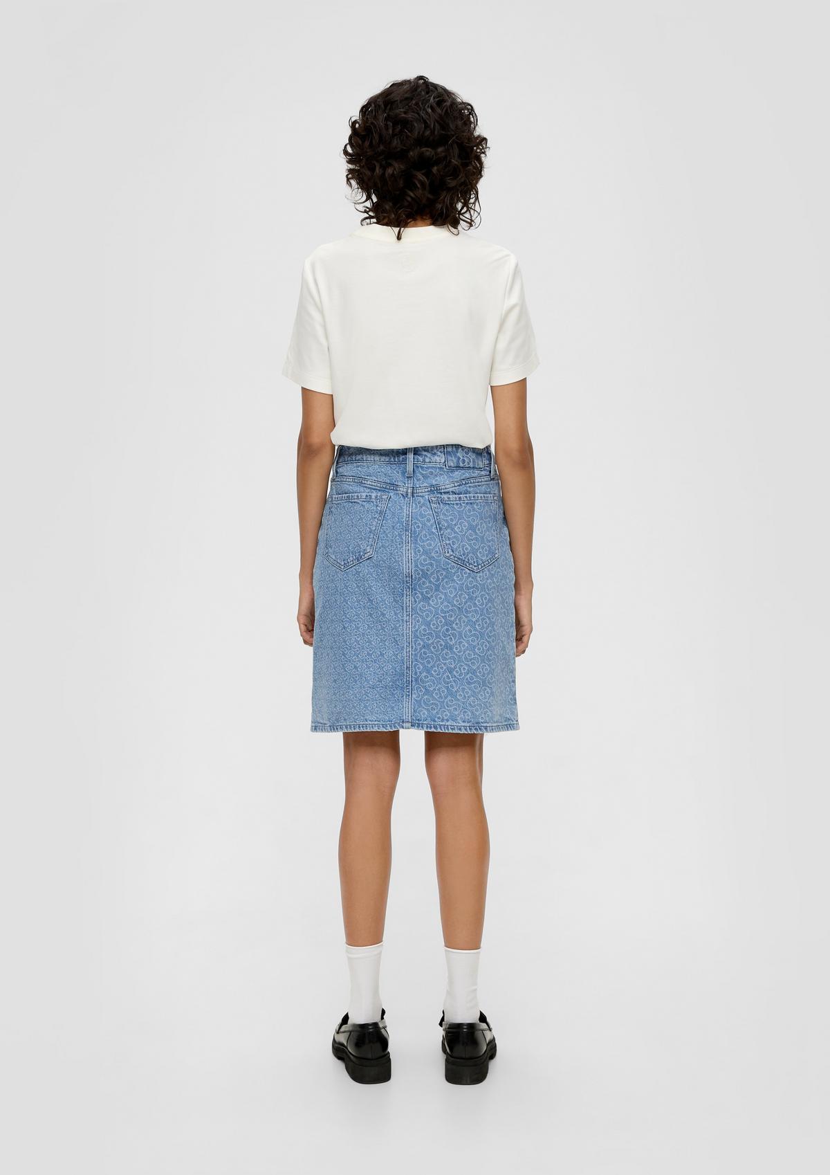s.Oliver Denim skirt with a logo pattern