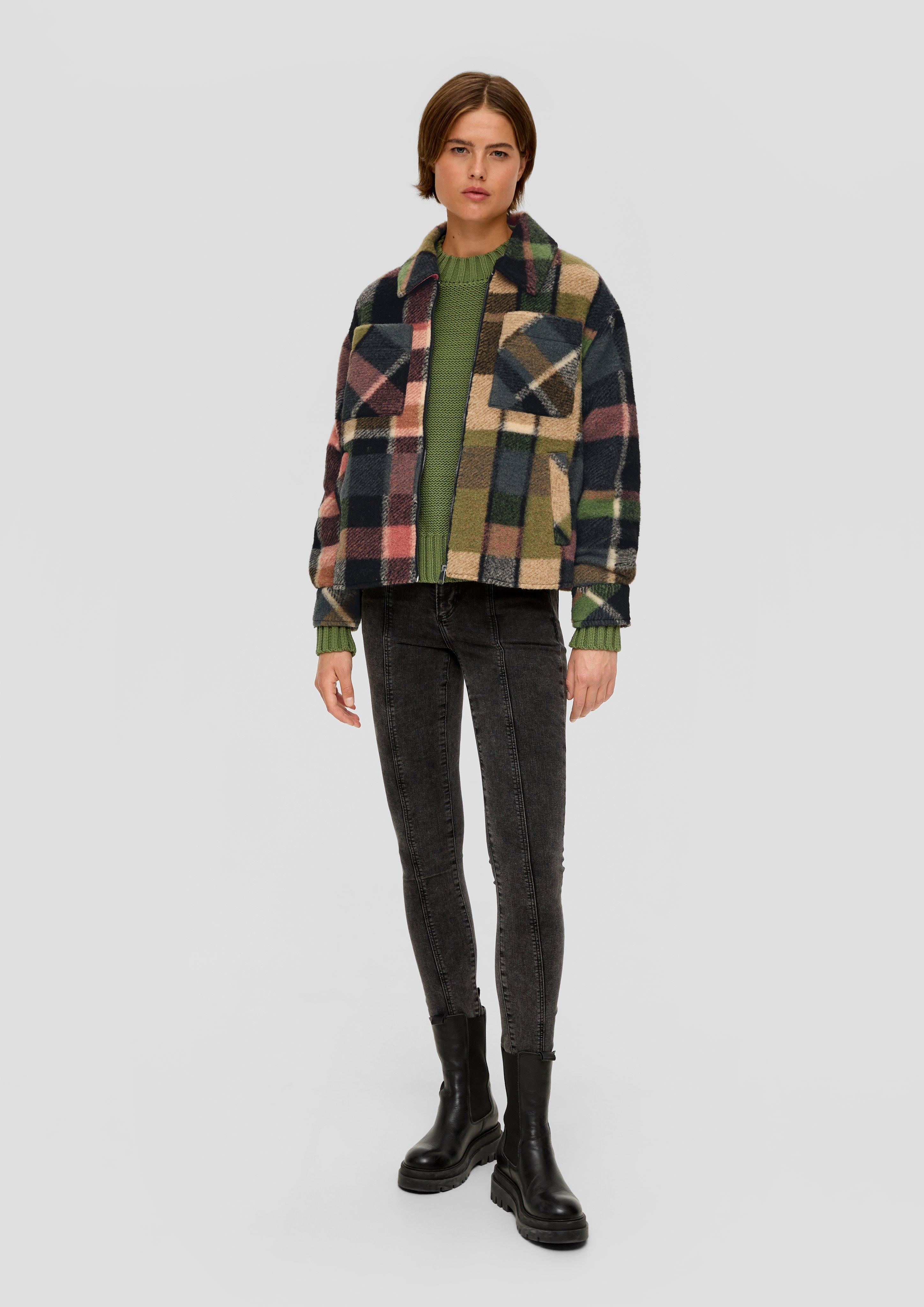 S.Oliver Wollmix Jacke Damen - Slim Fit Mit Knopfleiste & Stehkragen