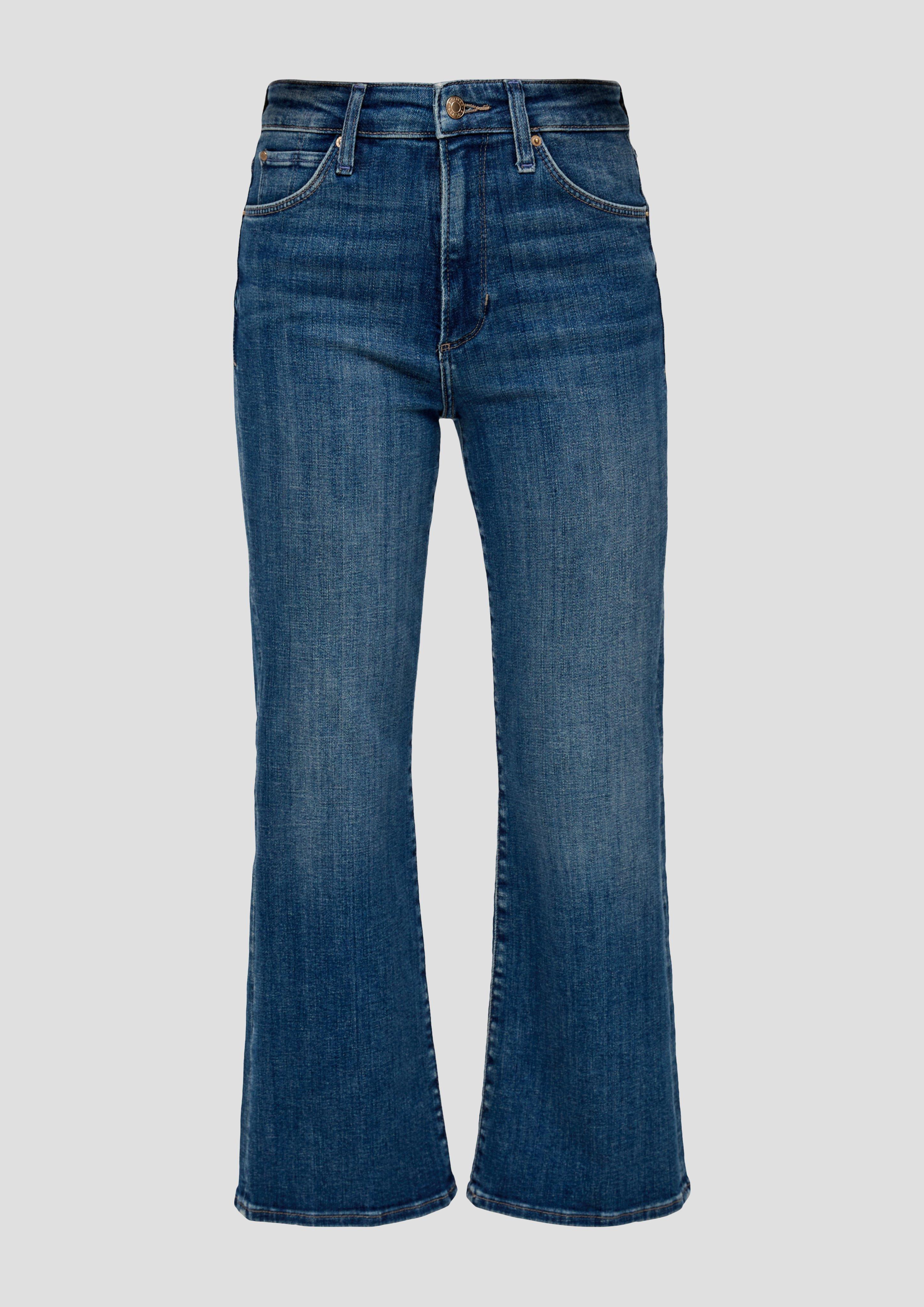 s.Oliver - Cropped Jeans / High Rise / Flared Leg / Baumwollstretch, Damen, blau