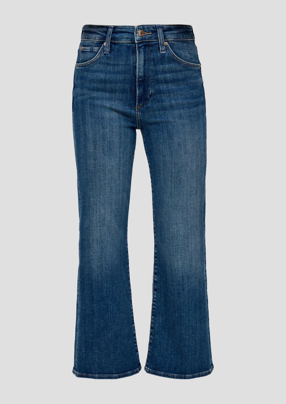 s.Oliver Cropped jeans / high rise / flared leg / katoen met stretch