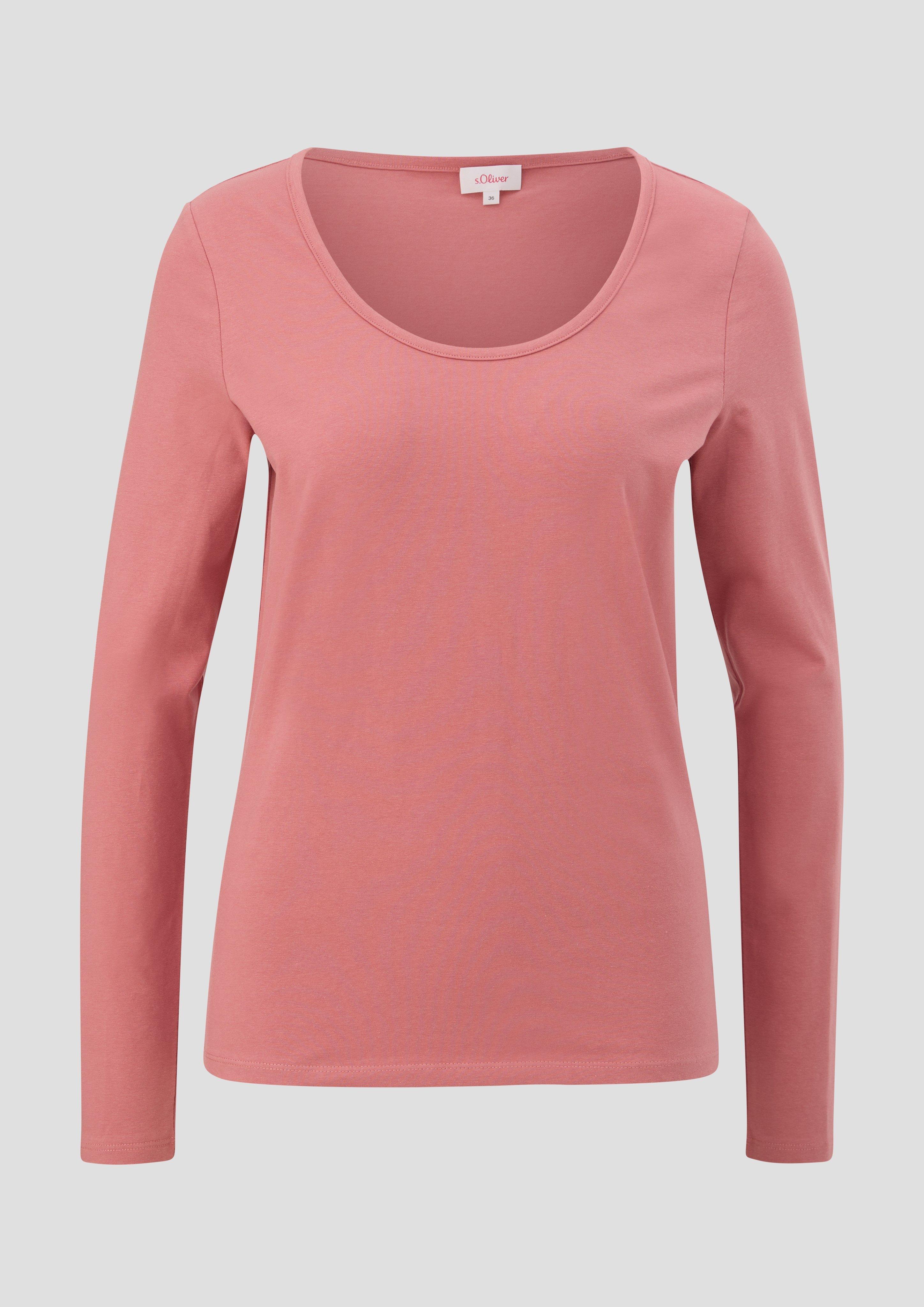 s.Oliver - Longsleeve aus Baumwollstretch, Damen, Rosa