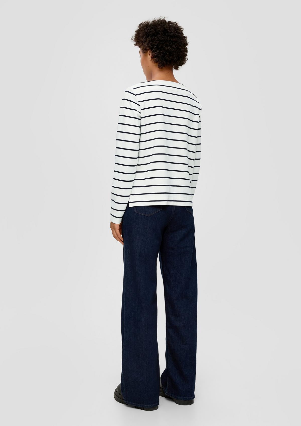 stretch top made of navy - sleeve cotton Long