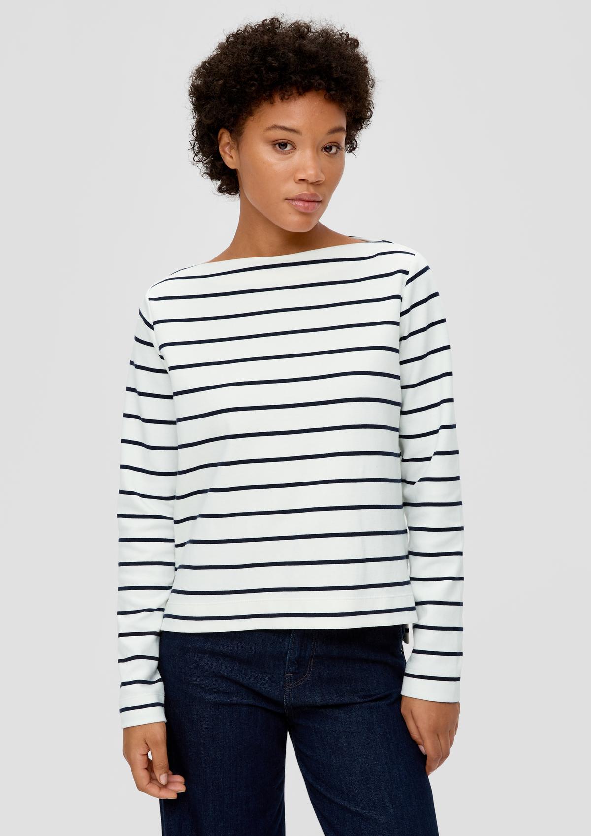 top sleeve stretch cotton navy - Long made of