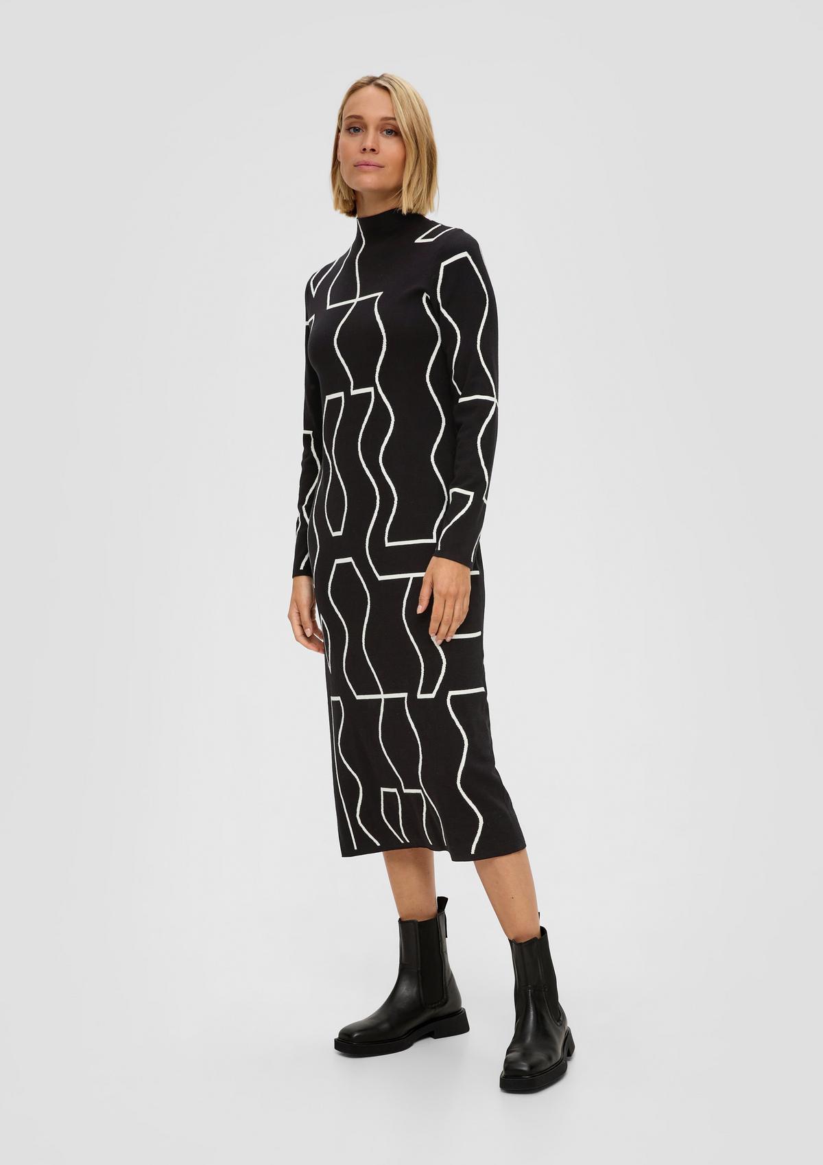 Knitted dress with effect a wrap-over - black