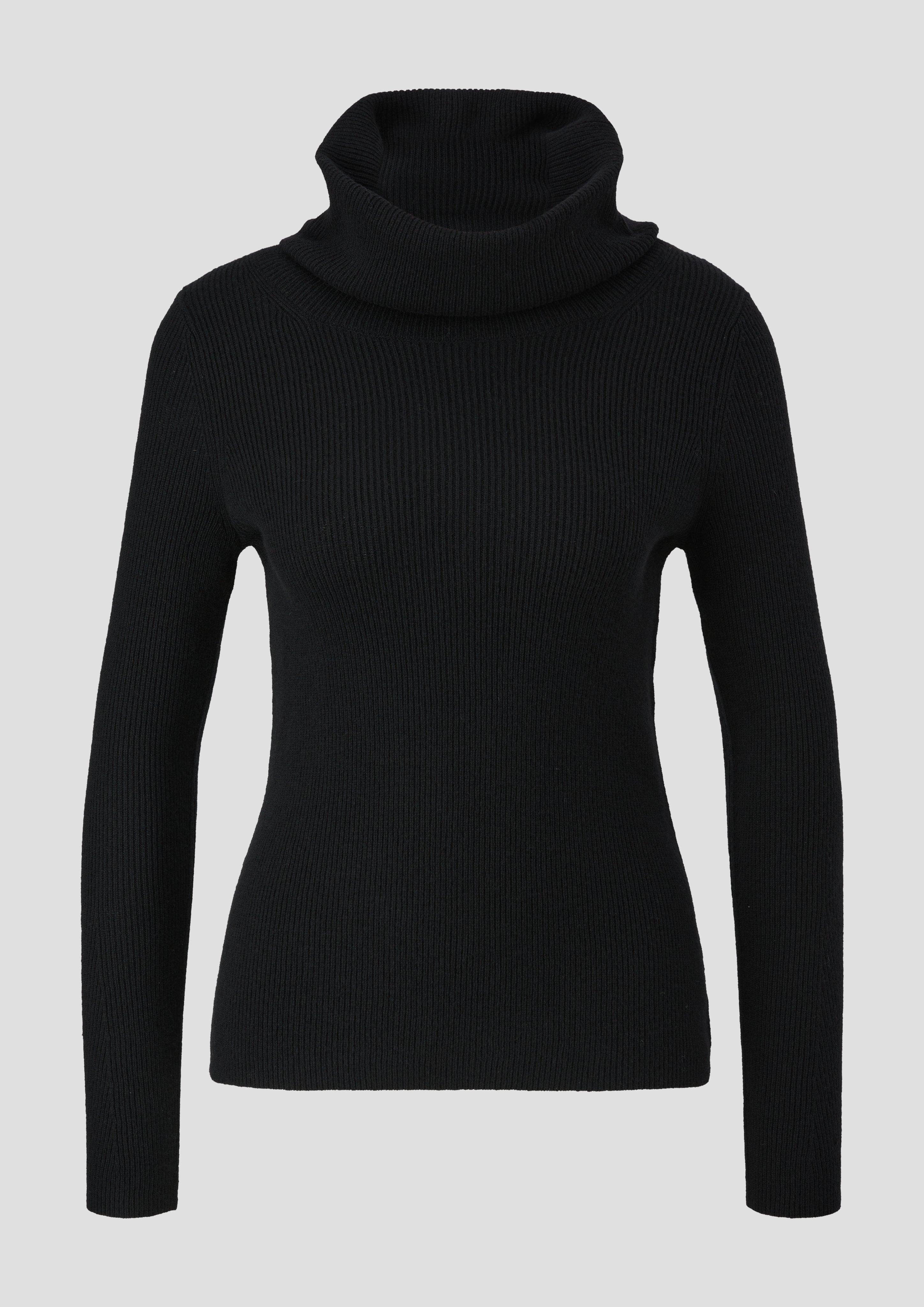 s.Oliver - Strickpullover mit Turtleneck, Damen, schwarz