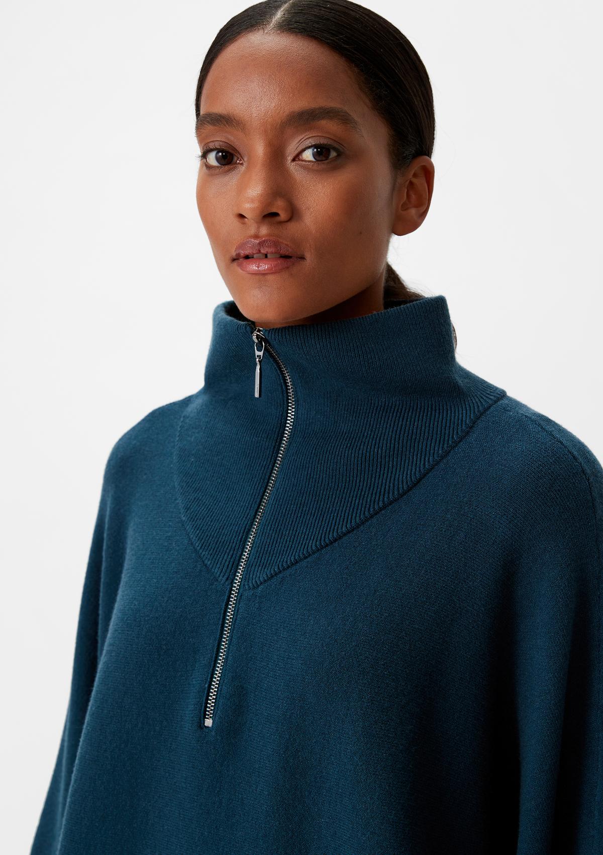 comma Poncho jumper with stand-up collar