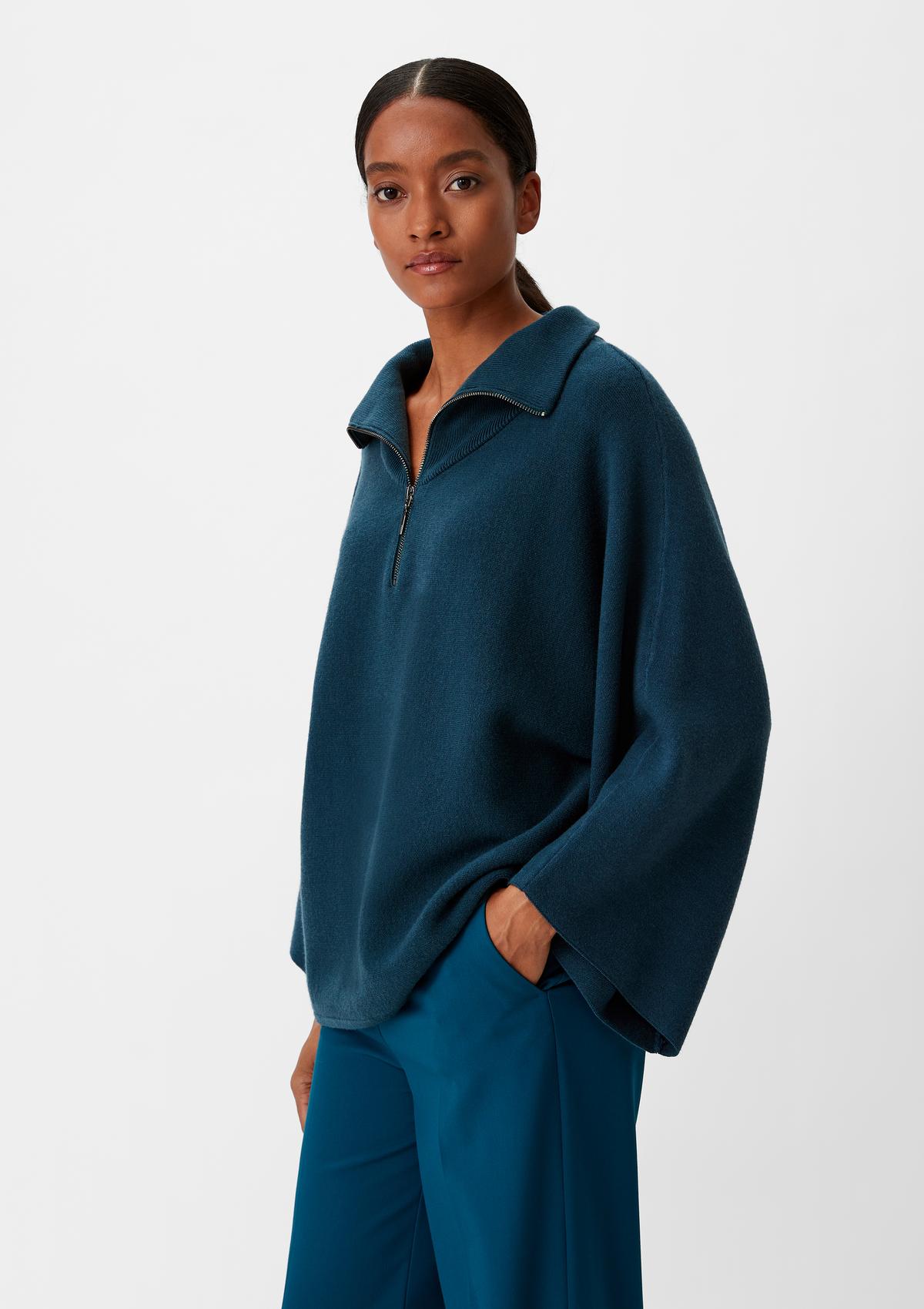 comma Poncho jumper with a stand-up collar