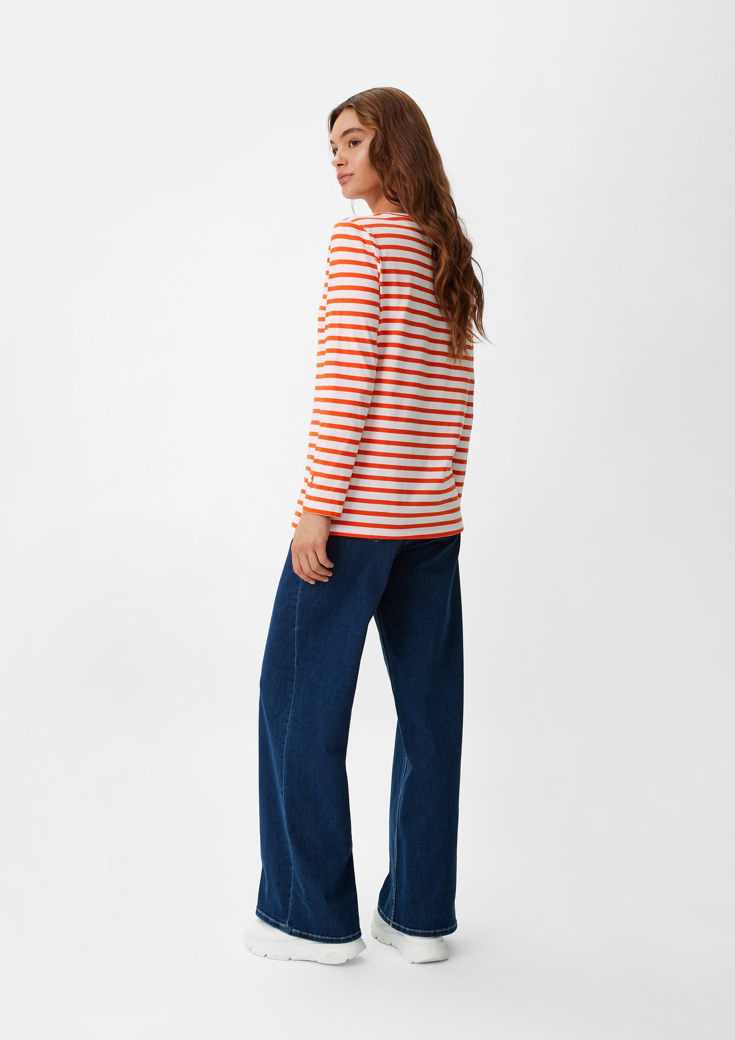 Long sleeve top with horizontal stripes - Orange | SCAYLE