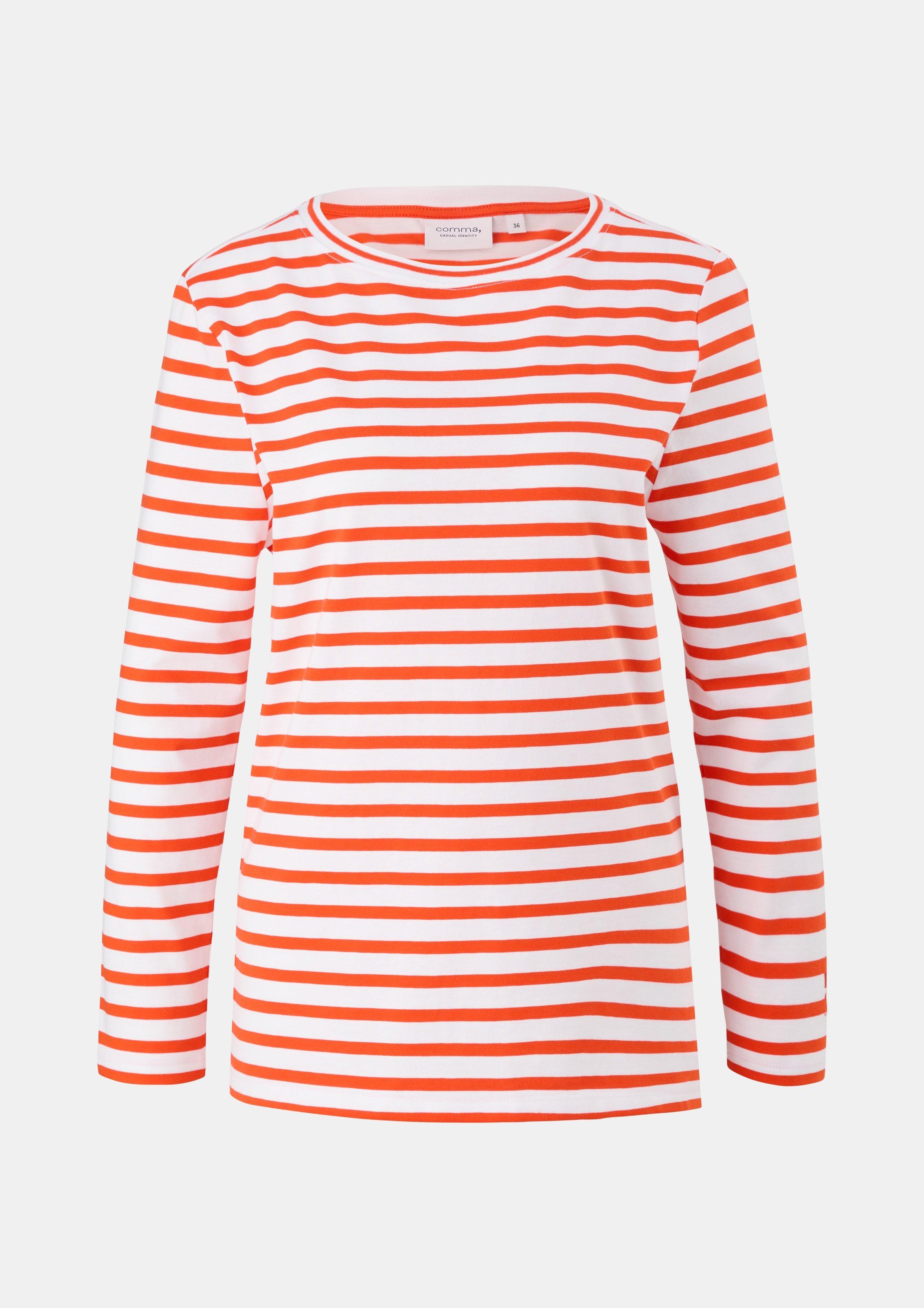 Tシャツ・カットソー No.1056 P napping stripe warmer T (3color) Long sleeve top with horizontal stripes - Orange | SCAYLE